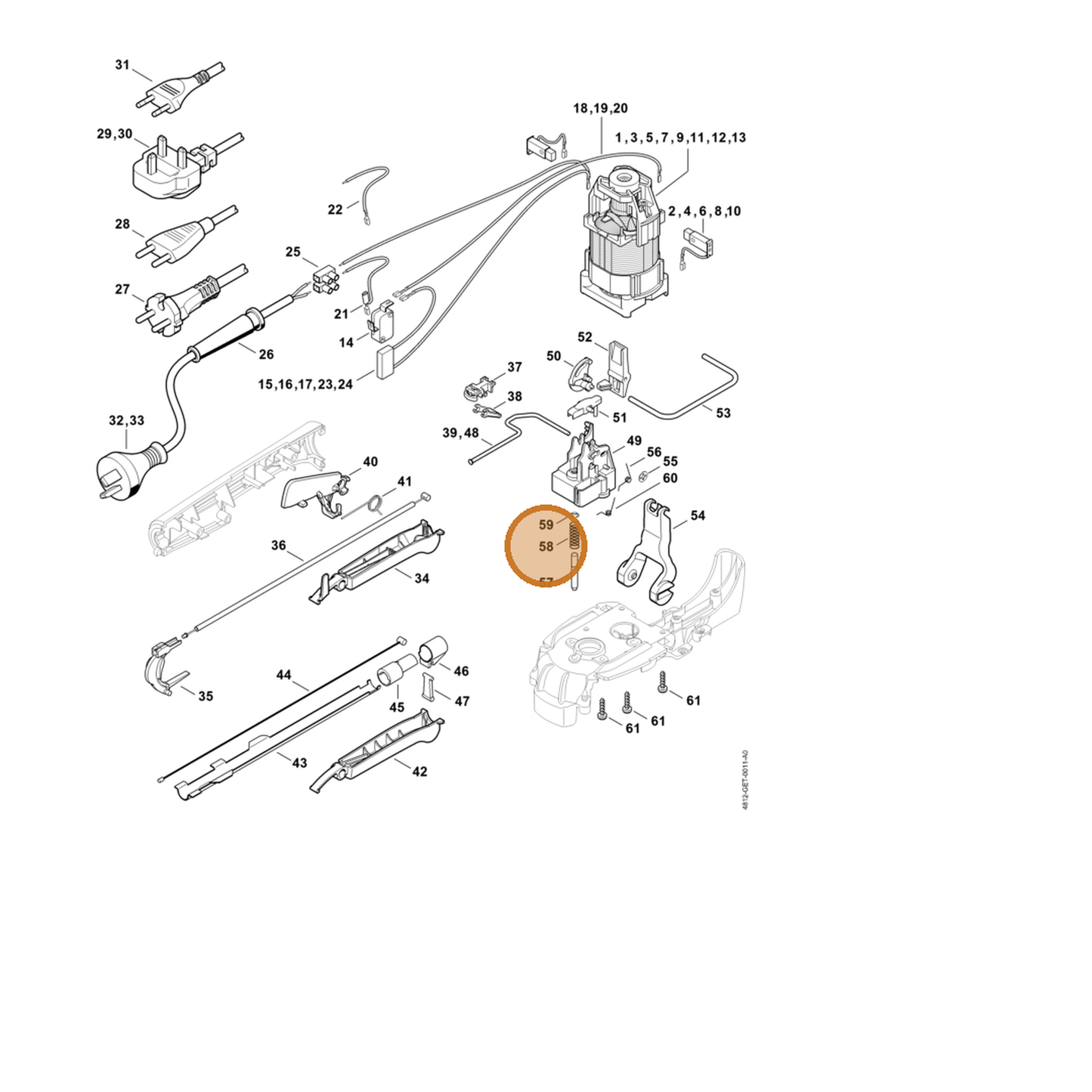STIHL part 6010-647-2400 — IPL diagram snippet (6x zoom, amber highlight)