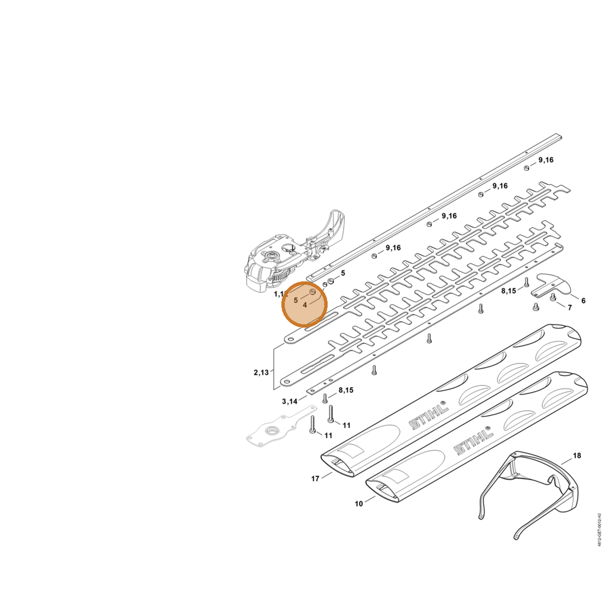 STIHL part 6010-648-6705 — IPL diagram snippet (6x zoom, amber highlight)