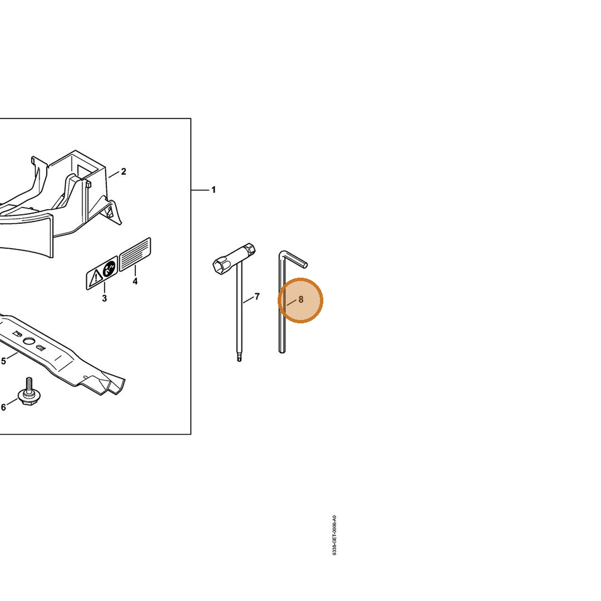 STIHL part 6013-893-0900 — IPL diagram snippet (6x zoom, amber highlight)