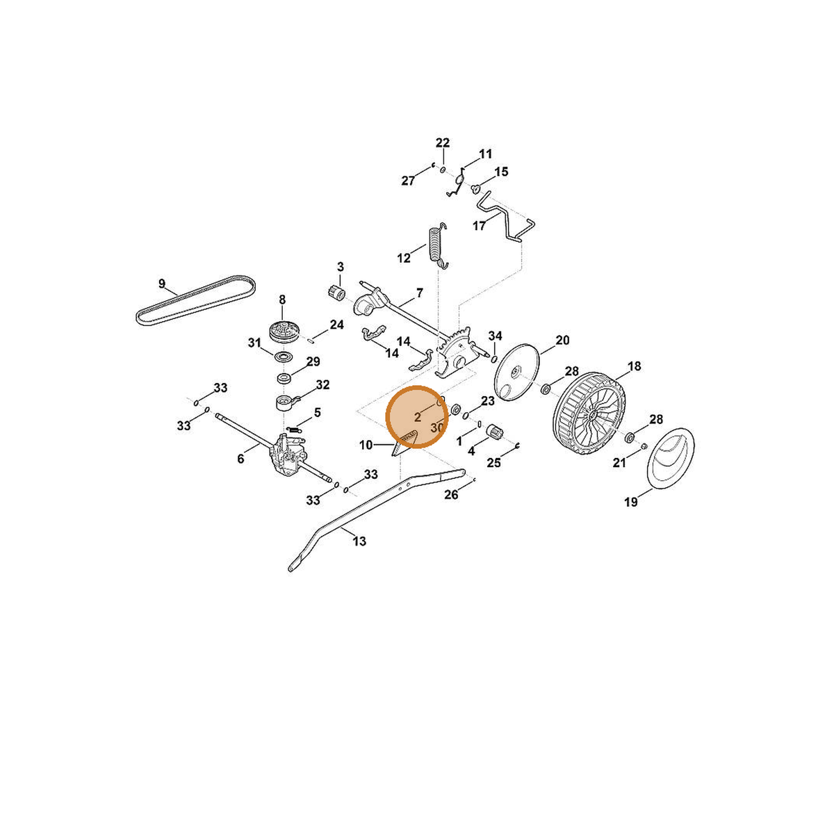 STIHL part 6103-704-7910 — IPL diagram snippet (6x zoom, amber highlight)