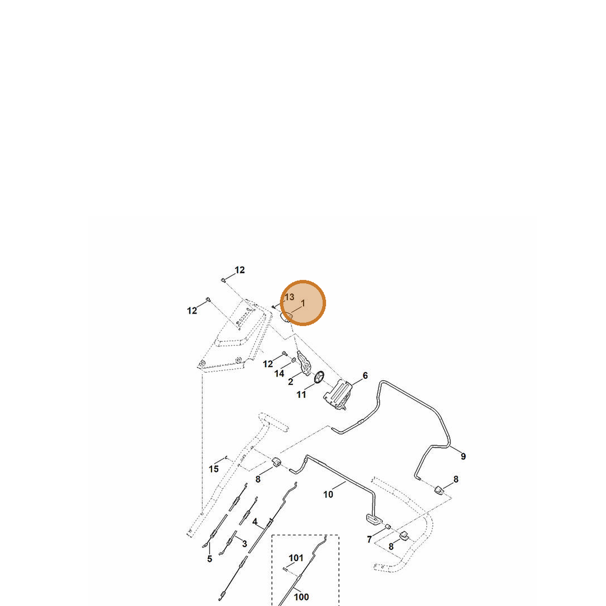 STIHL part 6170-180-2800 — IPL diagram snippet (6x zoom, amber highlight)