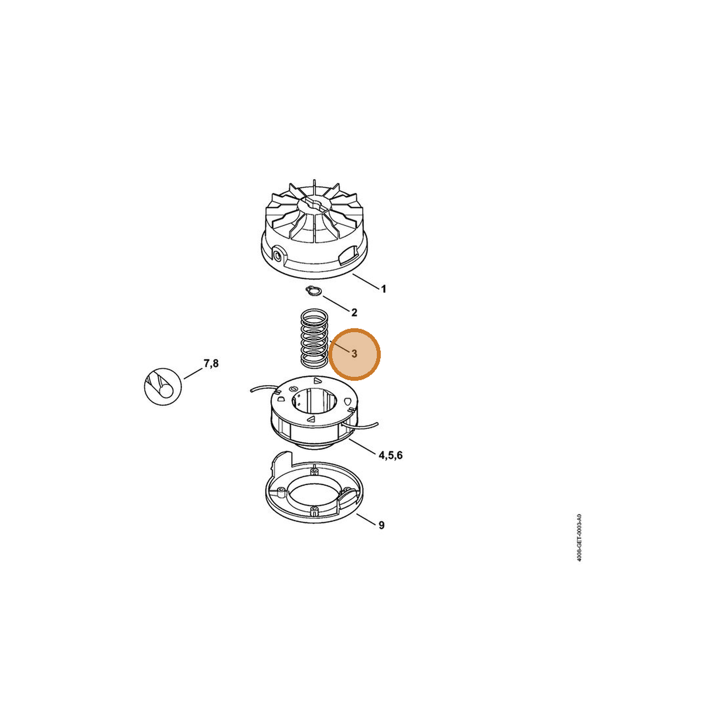 STIHL part 6235-997-2200 — IPL diagram snippet (6x zoom, amber highlight)