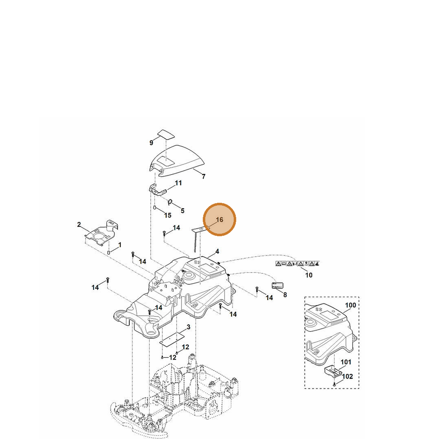 STIHL part 6301-400-5800 — IPL diagram snippet (6x zoom, amber highlight)