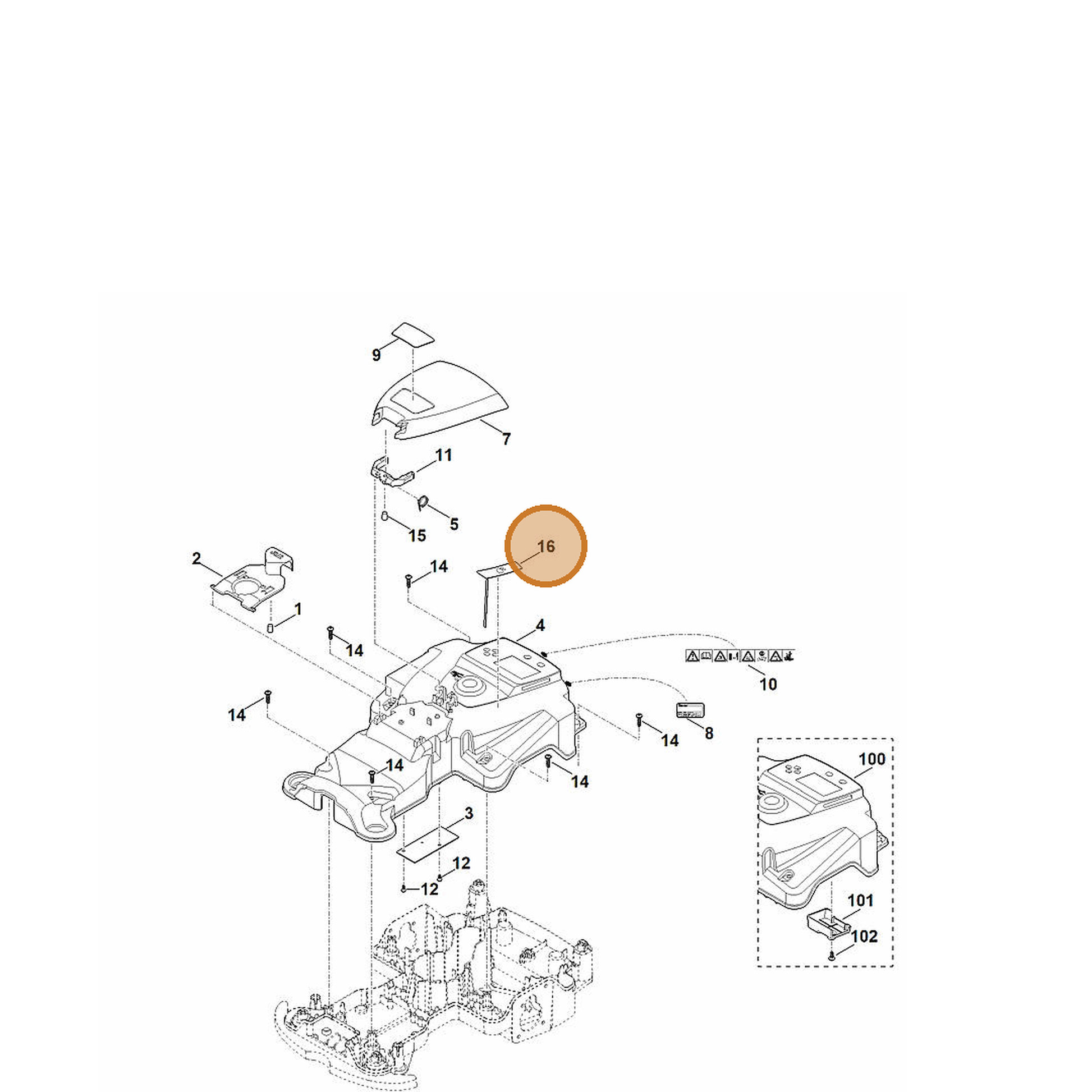 STIHL part 6301-400-5800 — IPL diagram snippet (6x zoom, amber highlight)