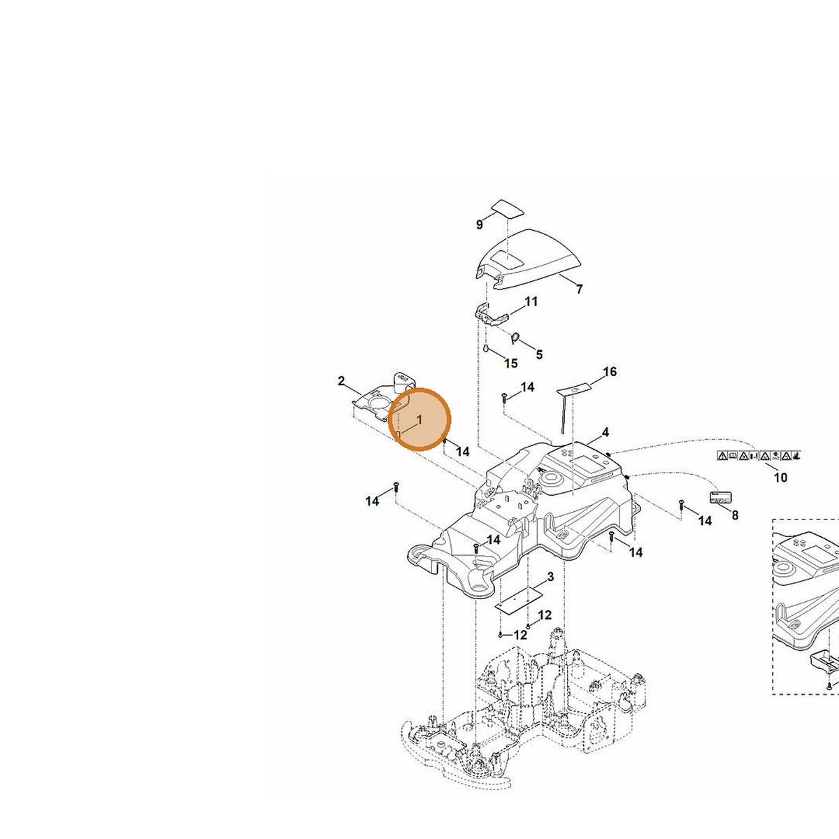 STIHL part 6301-405-0700 — IPL diagram snippet (6x zoom, amber highlight)