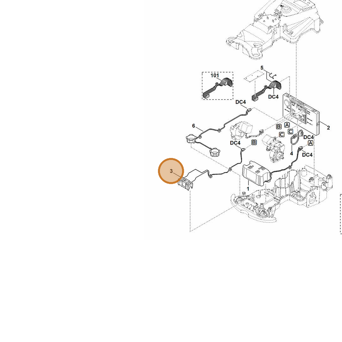 STIHL part 6301-430-6800 — IPL diagram snippet (6x zoom, amber highlight)