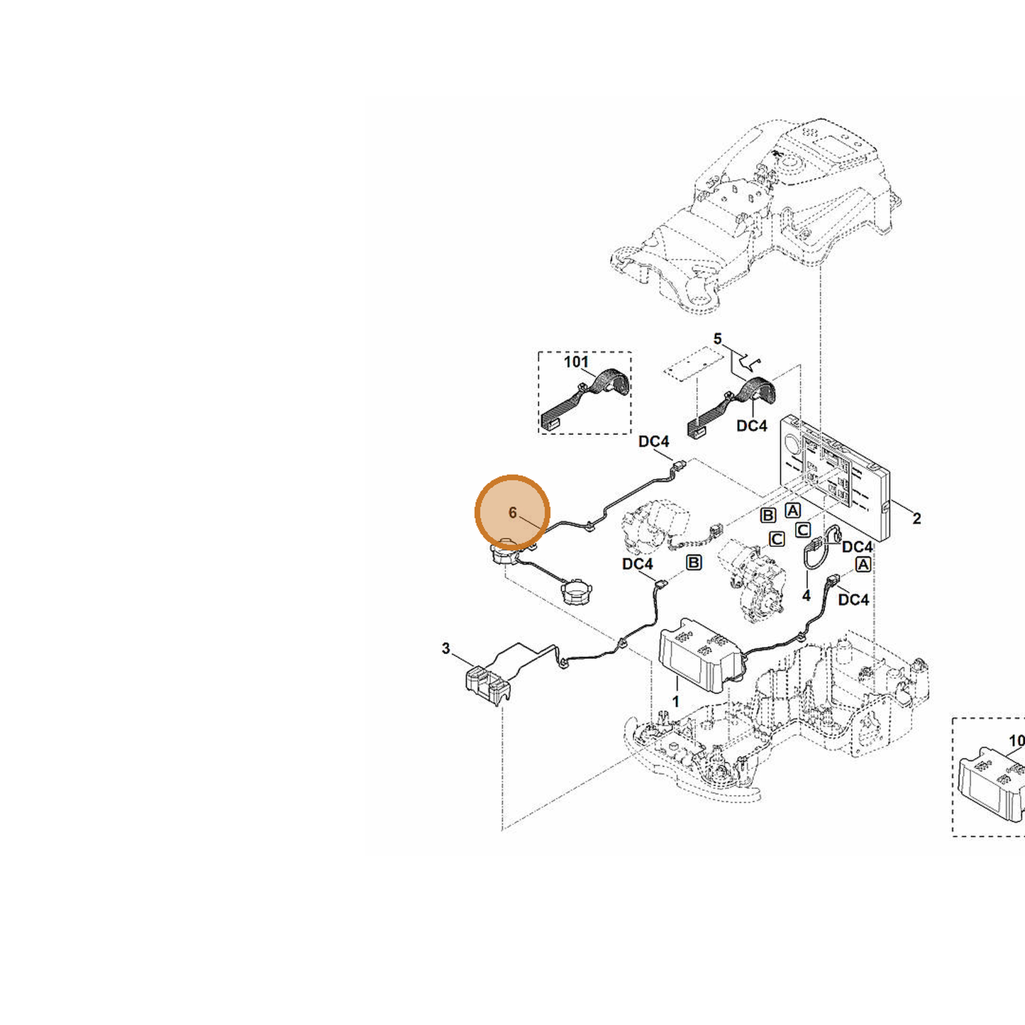 STIHL part 6301-440-3010 — IPL diagram snippet (6x zoom, amber highlight)