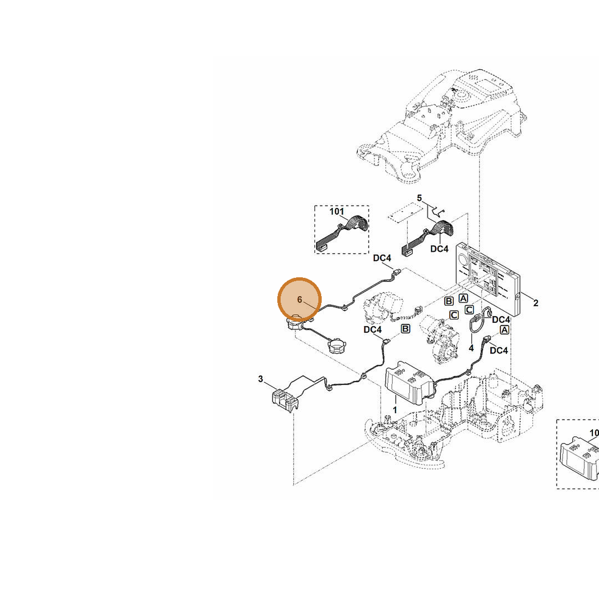 STIHL part 6301-440-3010 — IPL diagram snippet (6x zoom, amber highlight)