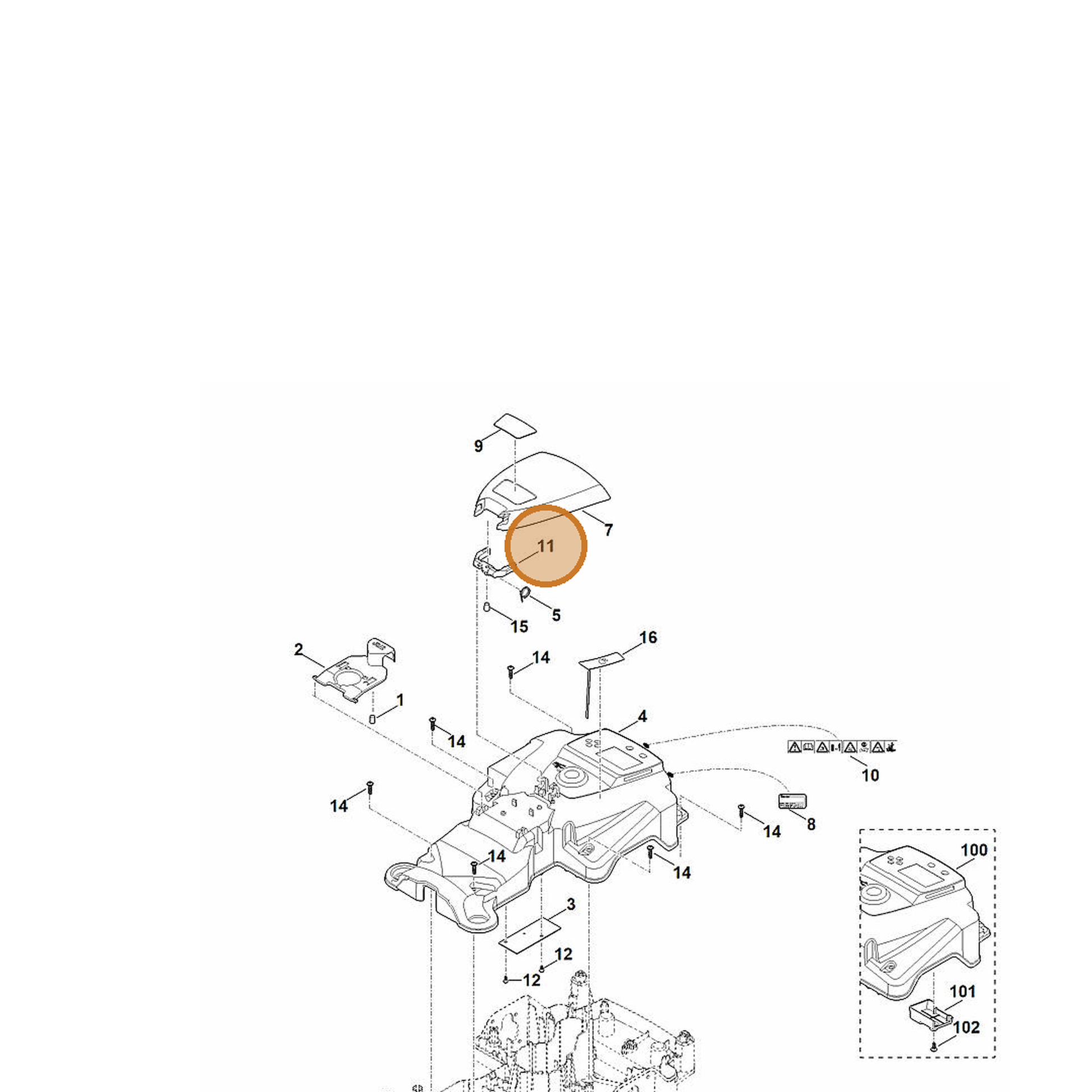 STIHL part 6301-700-6701 — IPL diagram snippet (6x zoom, amber highlight)