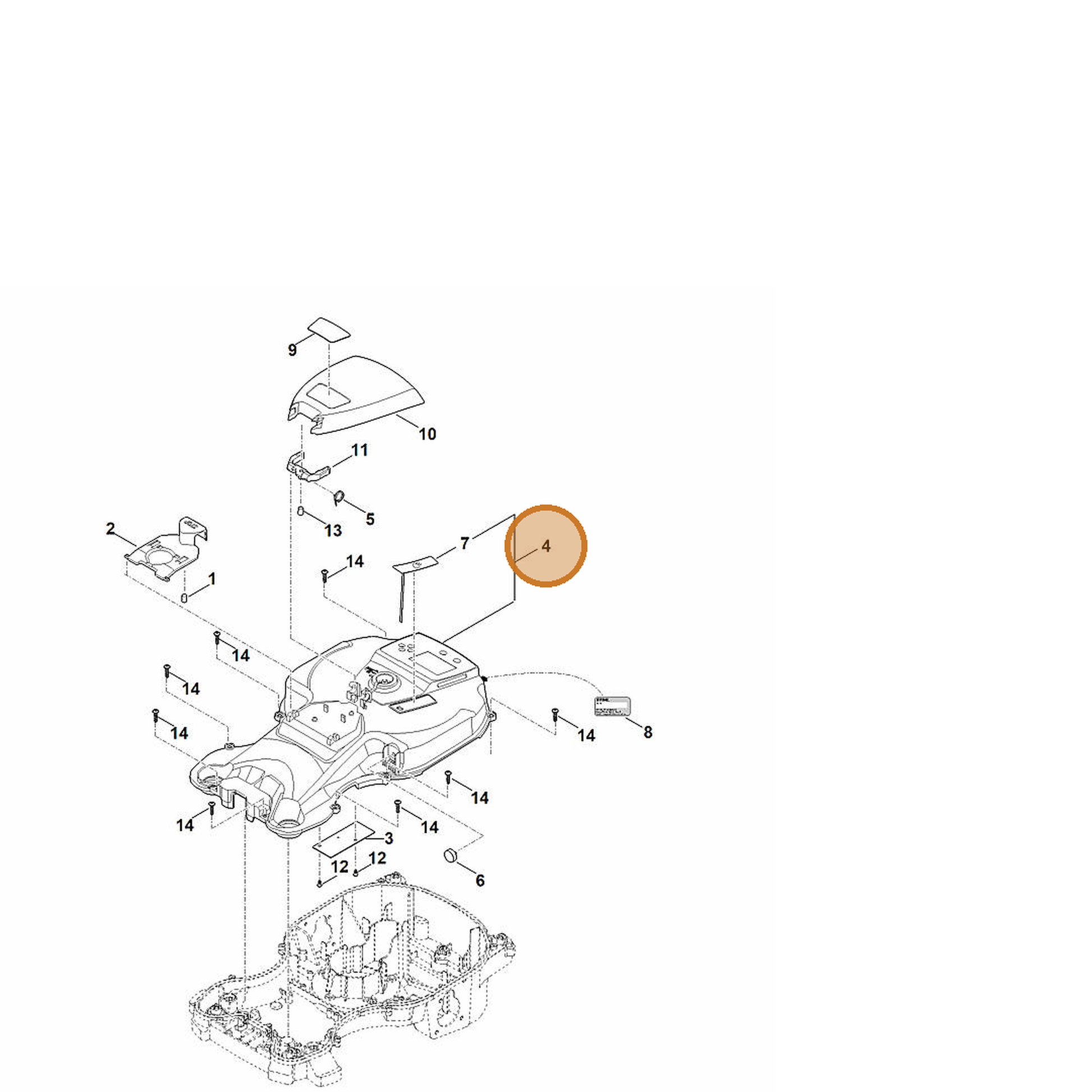 STIHL part 6301-700-8551 — IPL diagram snippet (6x zoom, amber highlight)