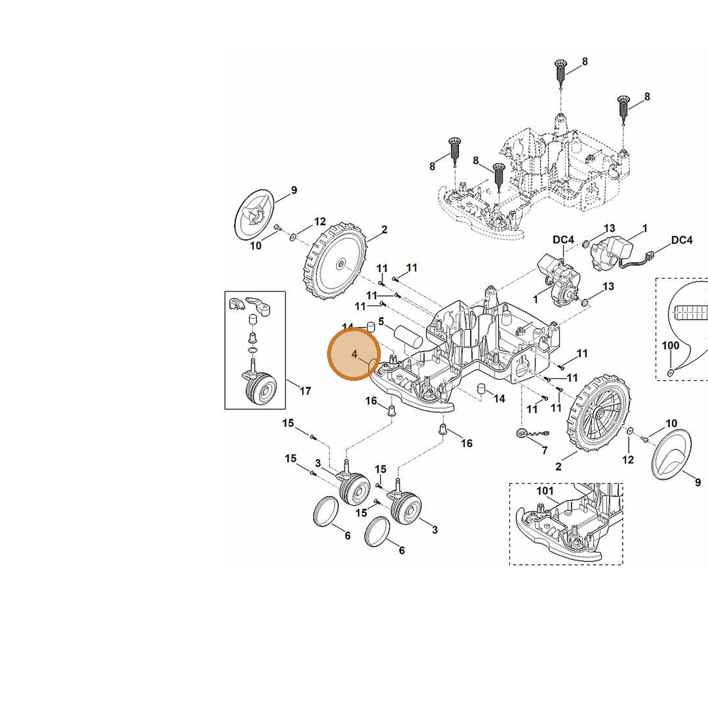 STIHL part 6301-700-8590 — IPL diagram snippet (6x zoom, amber highlight)