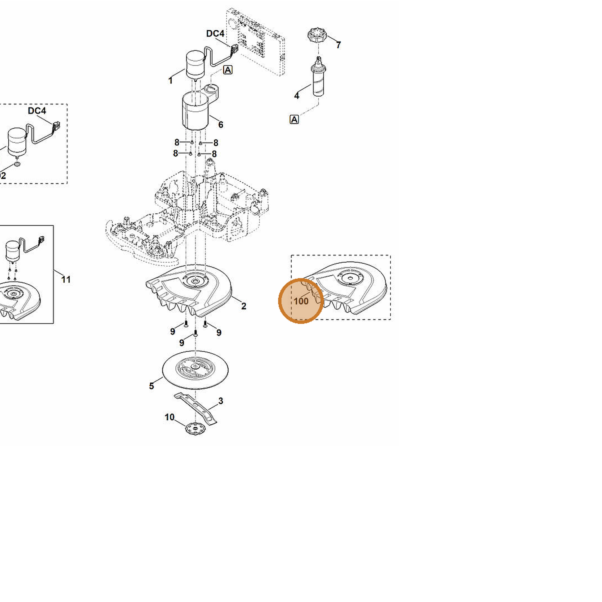 STIHL part 6301-701-1000 — IPL diagram snippet (6x zoom, amber highlight)