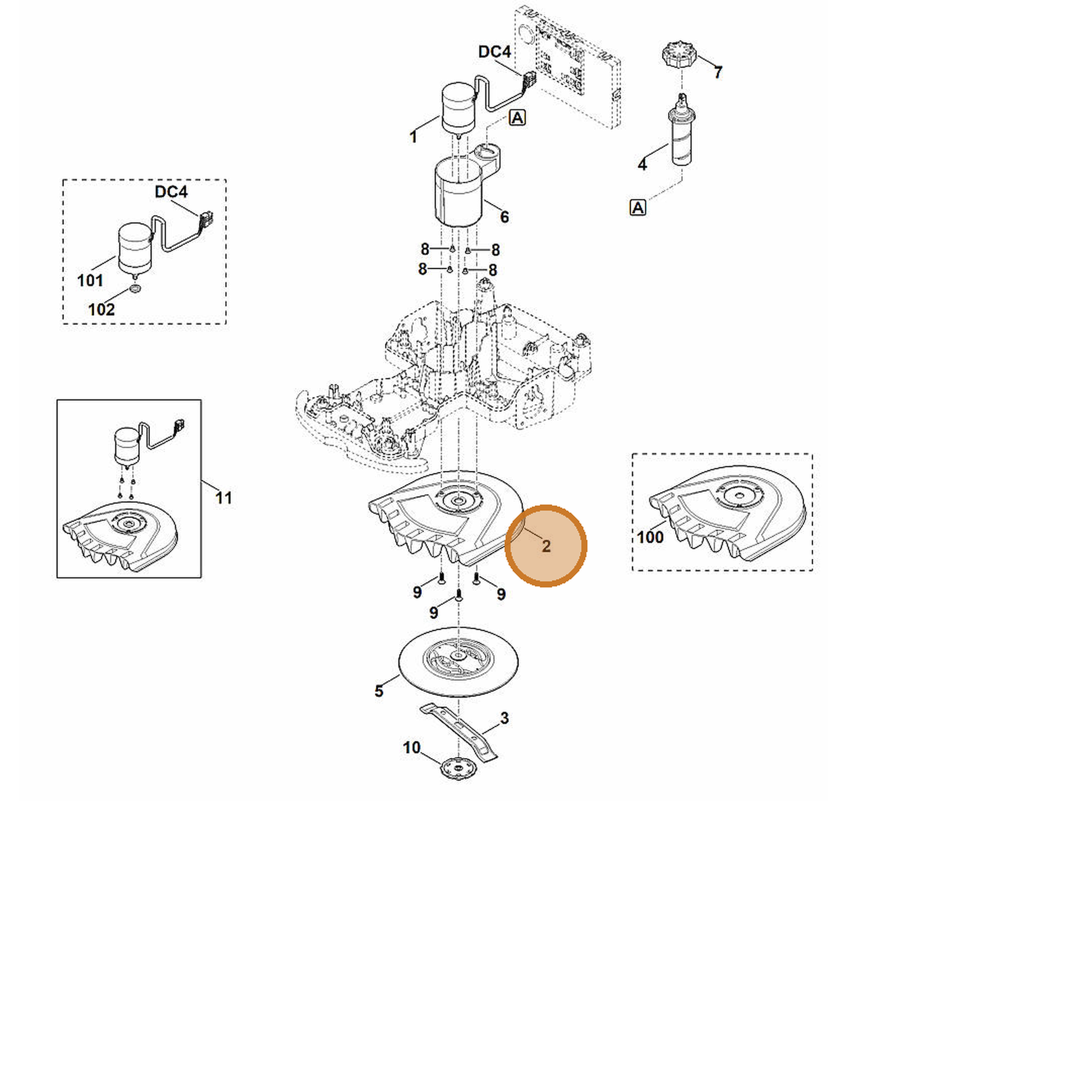 STIHL part 6301-701-1002 — IPL diagram snippet (6x zoom, amber highlight)