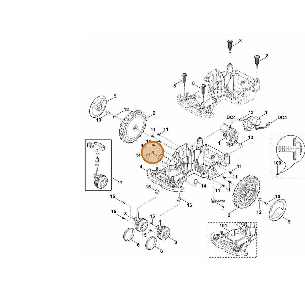 STIHL part 6301-701-9900 — IPL diagram snippet (6x zoom, amber highlight)