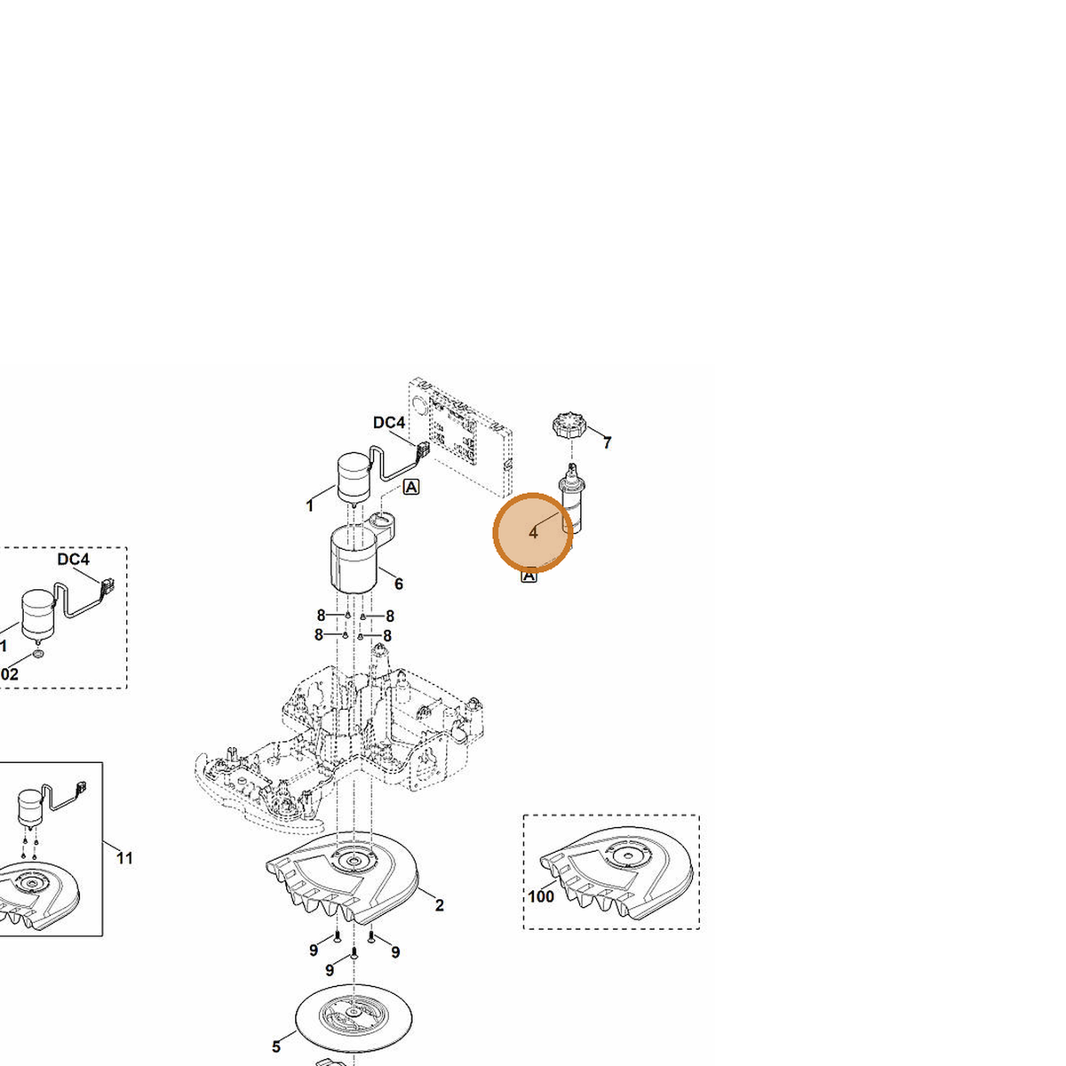STIHL part 6301-703-1000 — IPL diagram snippet (6x zoom, amber highlight)