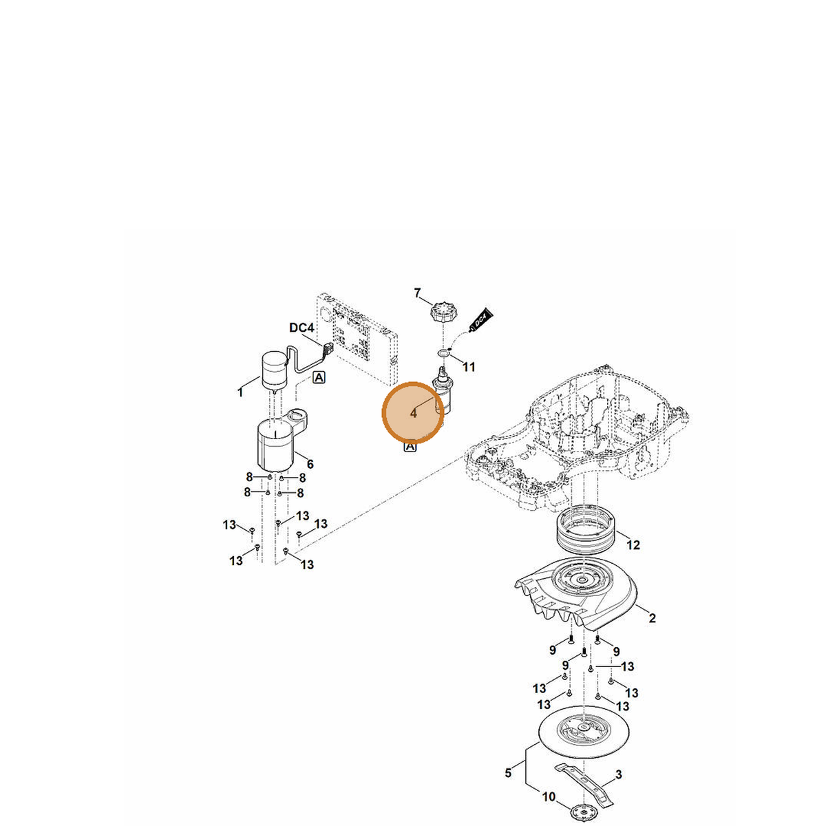 STIHL part 6301-703-1050 — IPL diagram snippet (6x zoom, amber highlight)