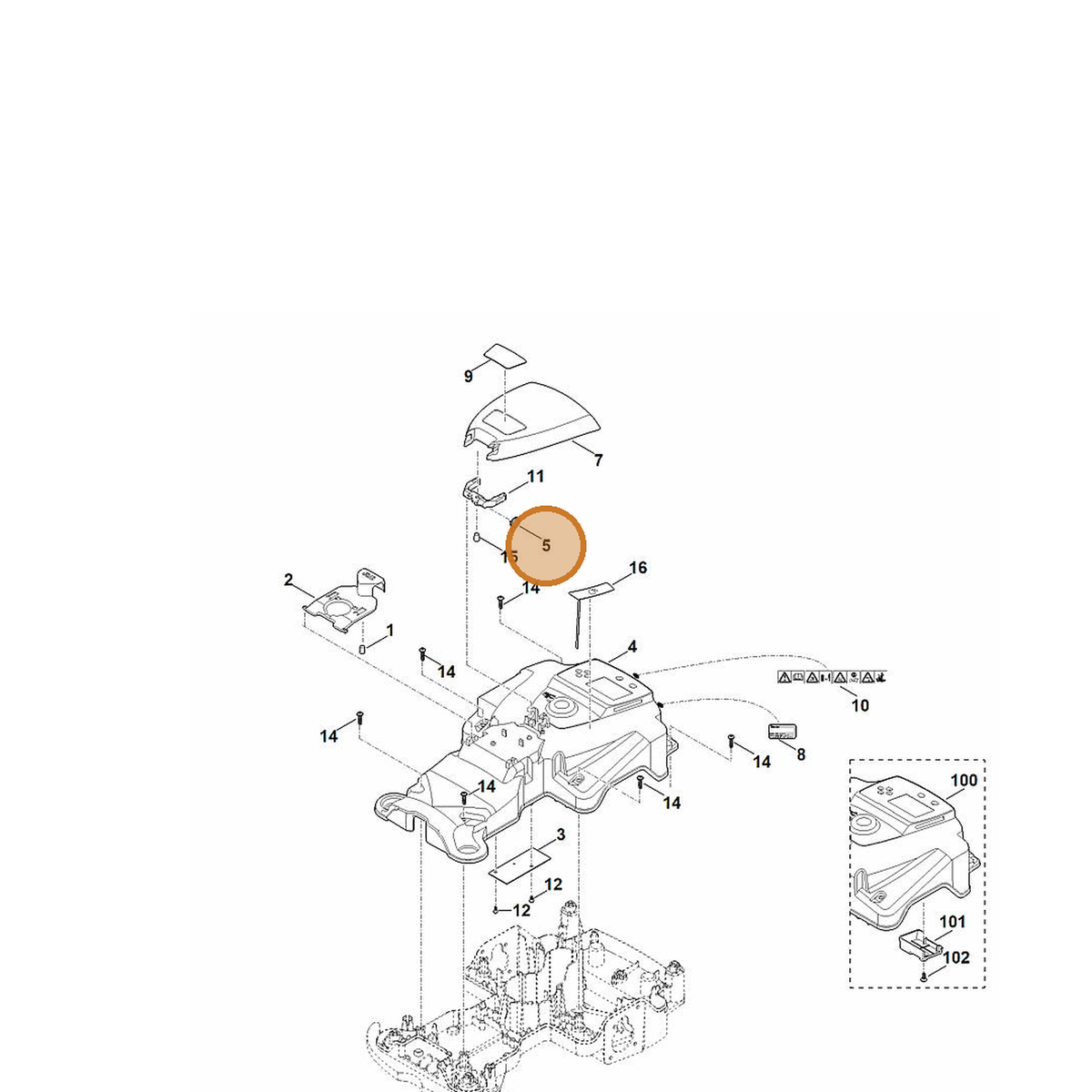 STIHL part 6301-703-4901 — IPL diagram snippet (6x zoom, amber highlight)