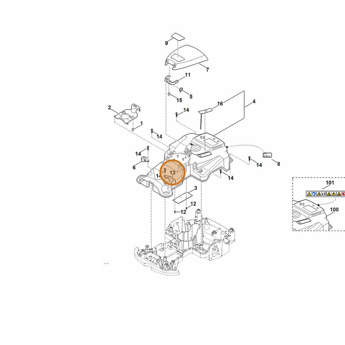 STIHL part 6301-703-6900 — IPL diagram snippet (6x zoom, amber highlight)