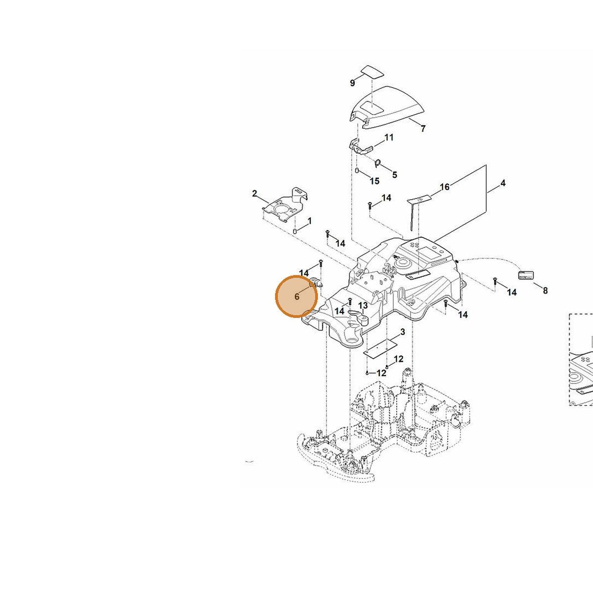 STIHL part 6301-703-6905 — IPL diagram snippet (6x zoom, amber highlight)