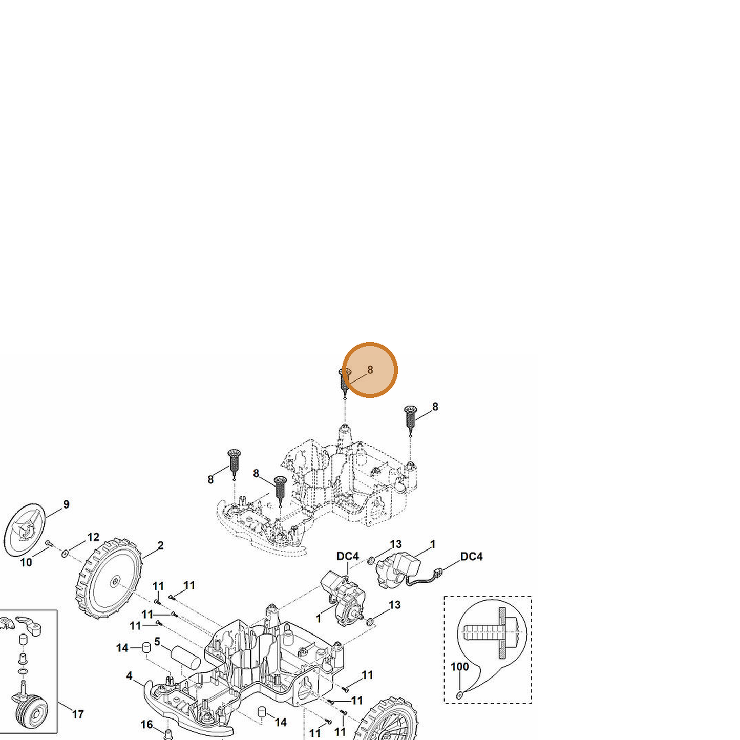 STIHL part 6301-760-5200 — IPL diagram snippet (6x zoom, amber highlight)