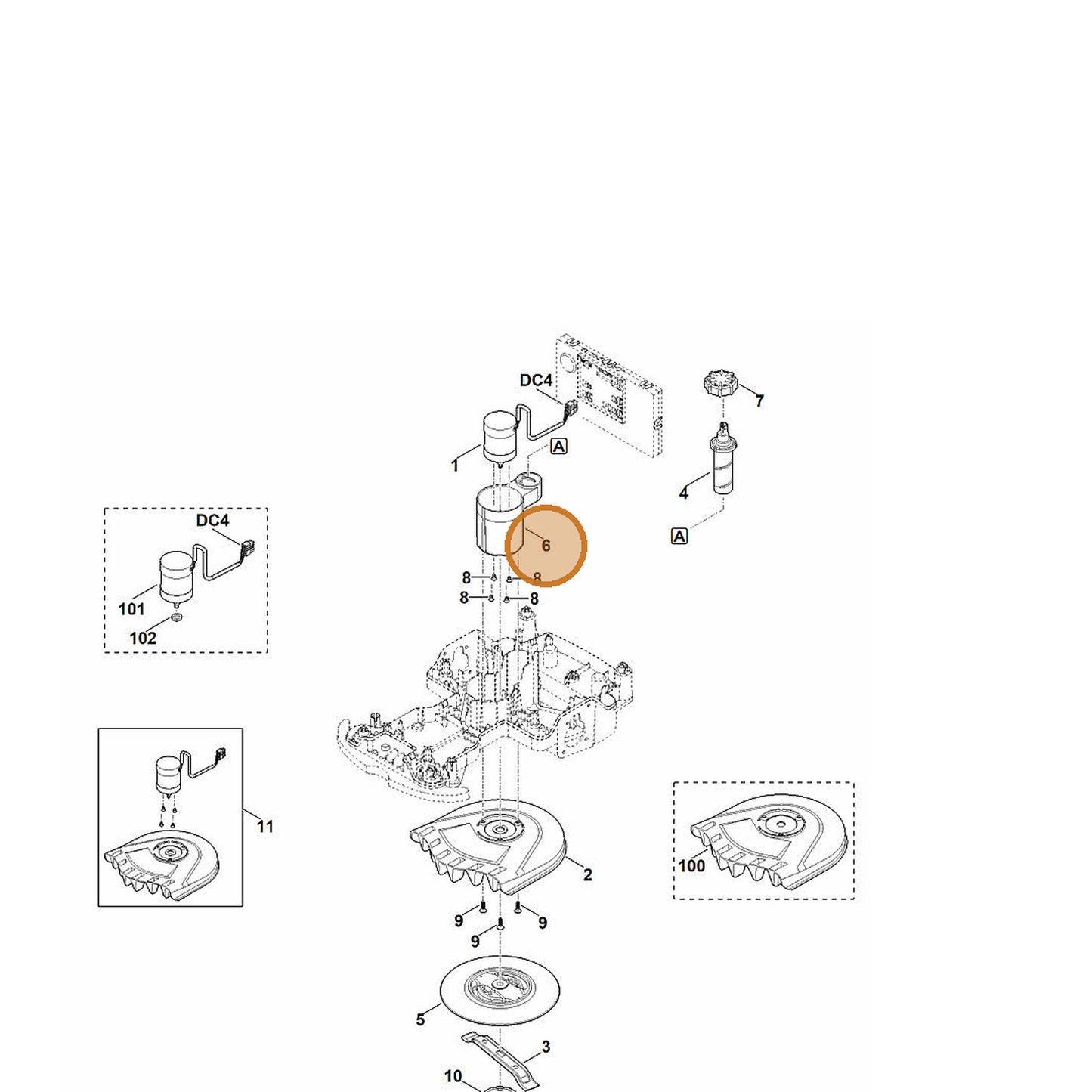 STIHL part 6301-763-4200 — IPL diagram snippet (6x zoom, amber highlight)