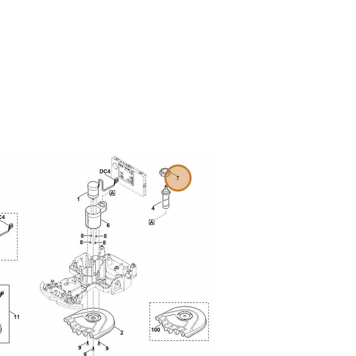 STIHL part 6301-763-6400 — IPL diagram snippet (6x zoom, amber highlight)