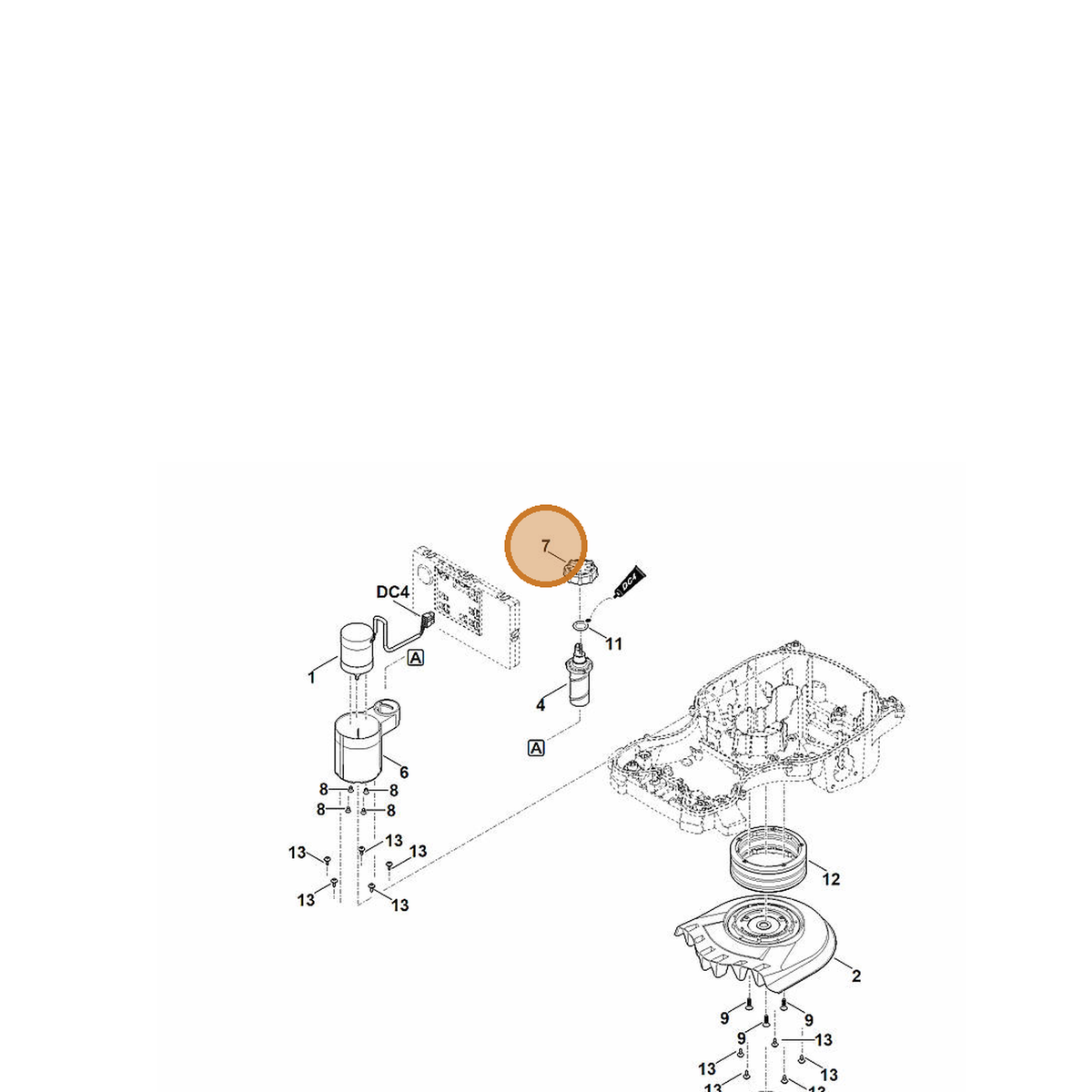 STIHL part 6301-763-6450 — IPL diagram snippet (6x zoom, amber highlight)