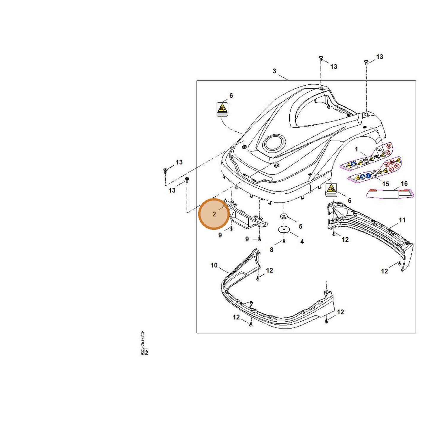 STIHL part 6302-706-3610 — IPL diagram snippet (6x zoom, amber highlight)