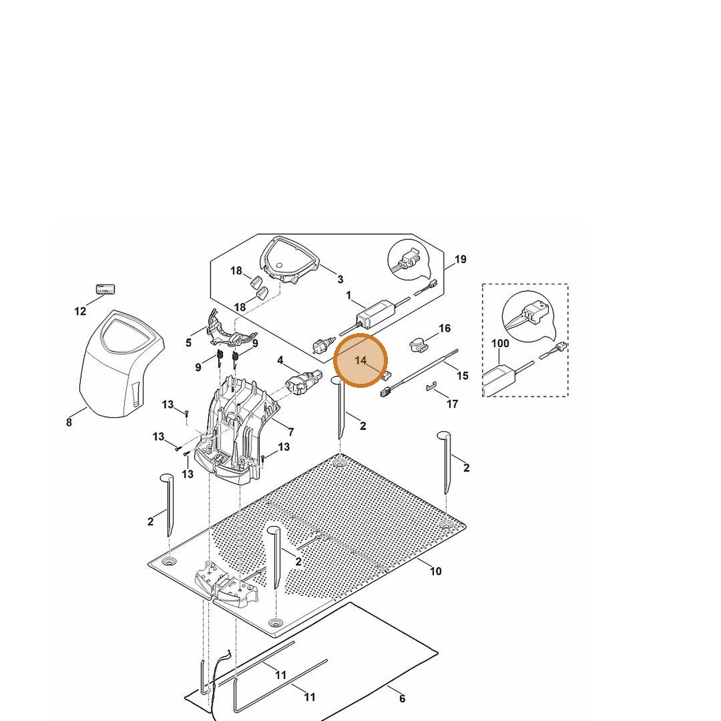 STIHL part 6309-400-1600 — IPL diagram snippet (6x zoom, amber highlight)