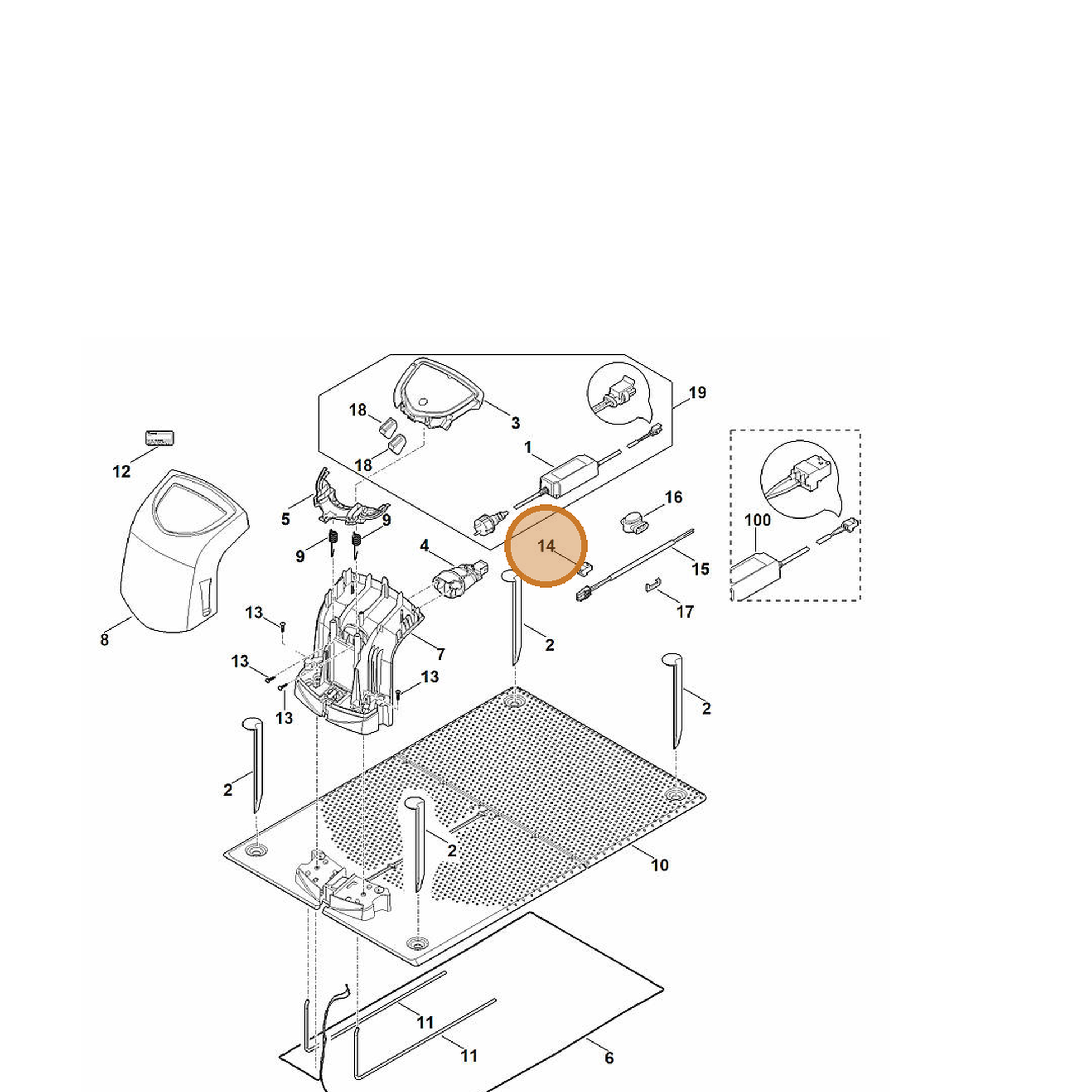 STIHL part 6309-400-1600 — IPL diagram snippet (6x zoom, amber highlight)