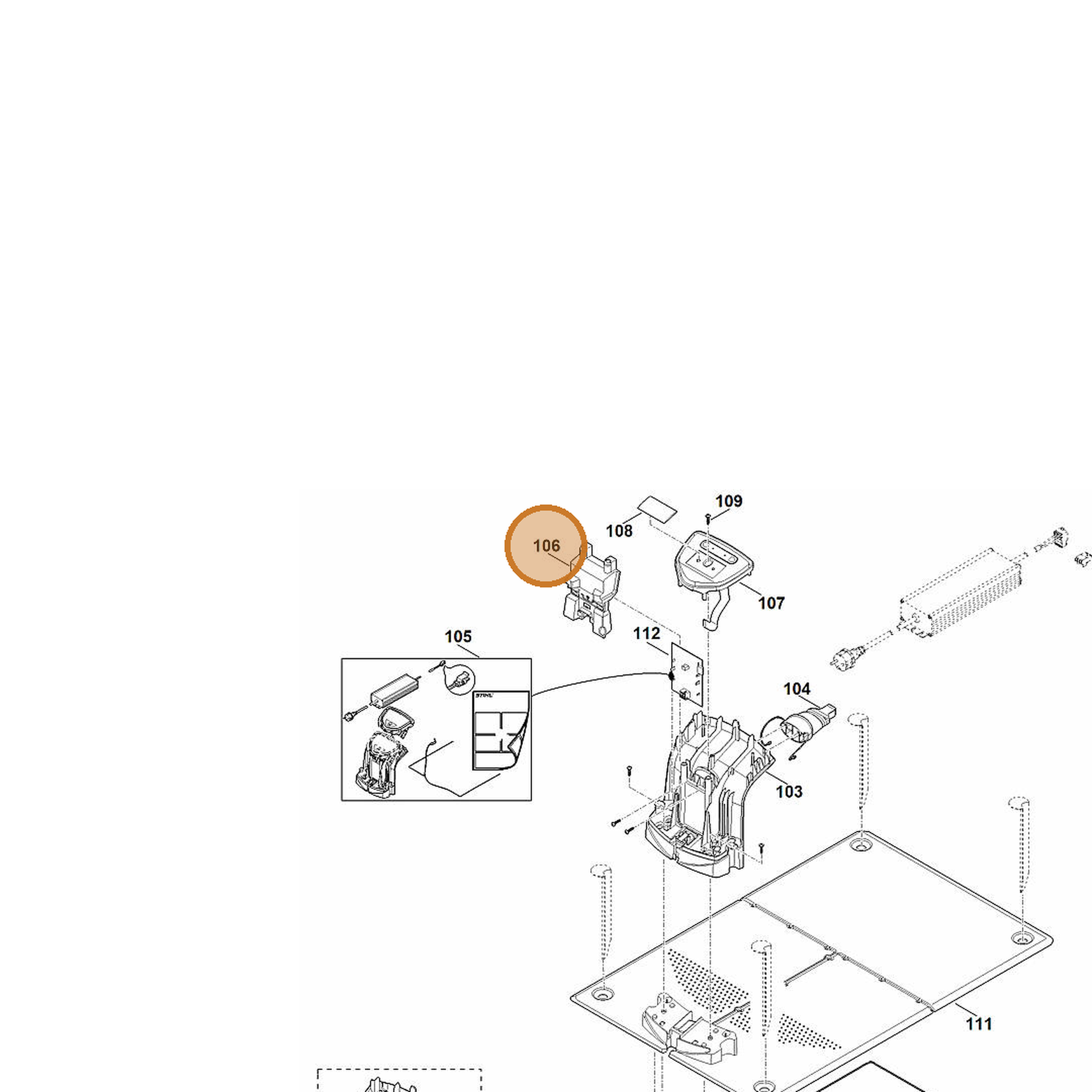 STIHL part 6309-403-2501 — IPL diagram snippet (6x zoom, amber highlight)