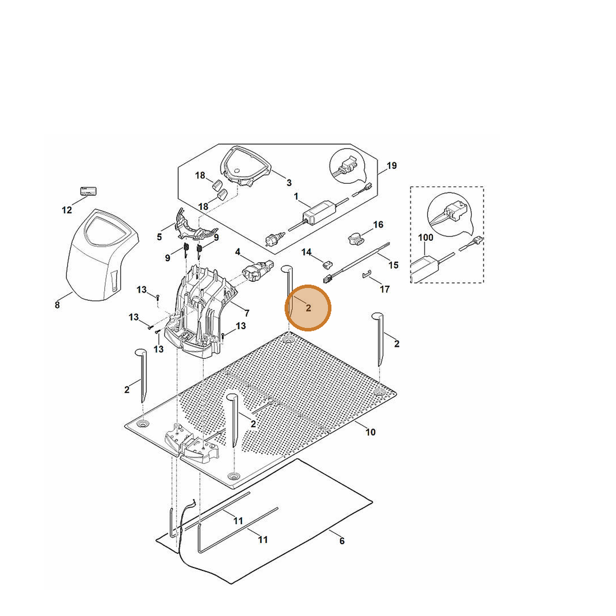 STIHL part 6309-405-8710 — IPL diagram snippet (6x zoom, amber highlight)