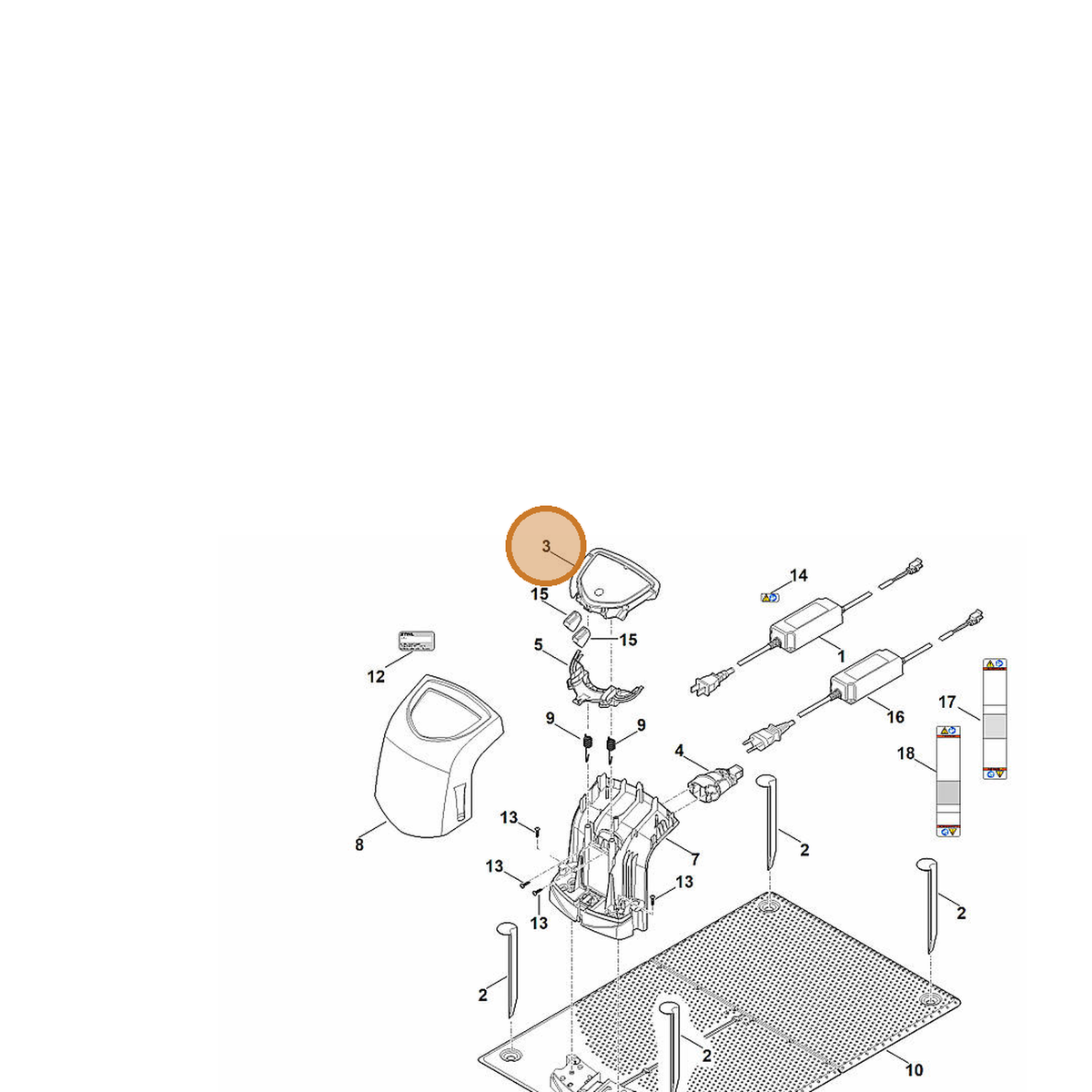 STIHL part 6309-430-1407 — IPL diagram snippet (6x zoom, amber highlight)