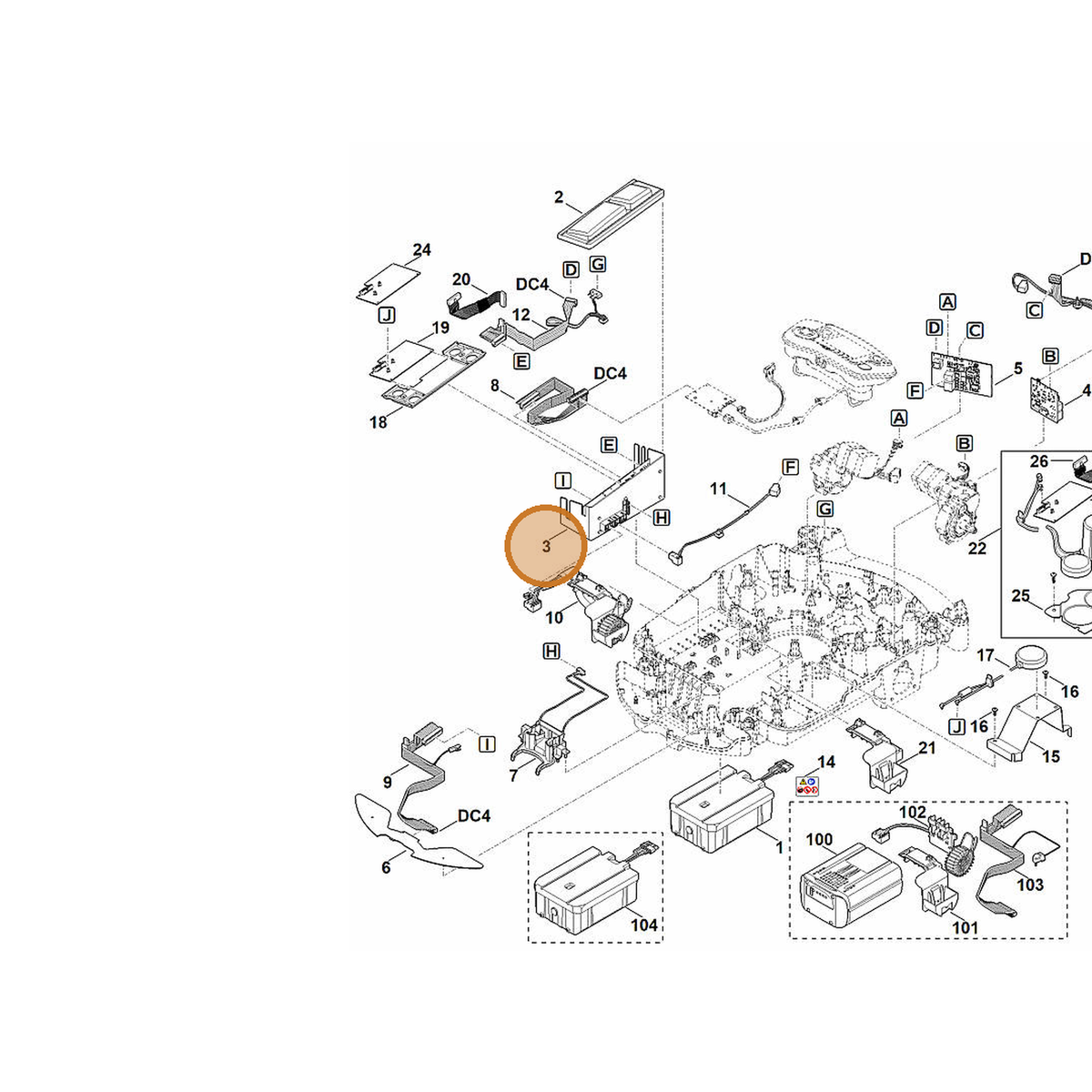 STIHL part 6309-430-1467 — IPL diagram snippet (6x zoom, amber highlight)