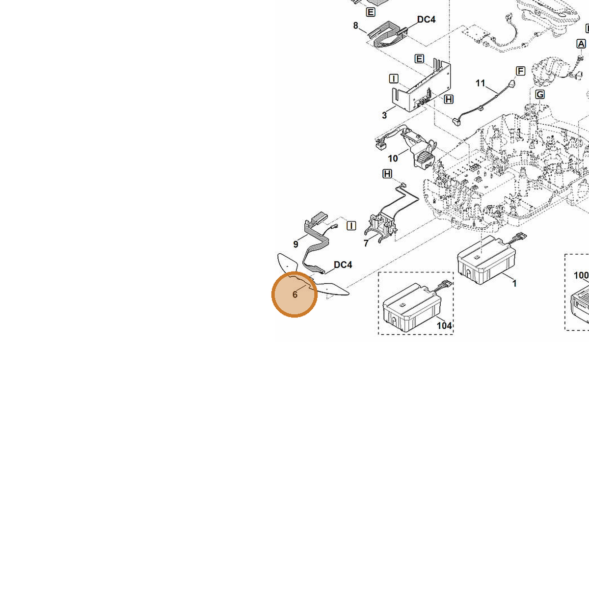 STIHL part 6309-430-5243 — IPL diagram snippet (6x zoom, amber highlight)