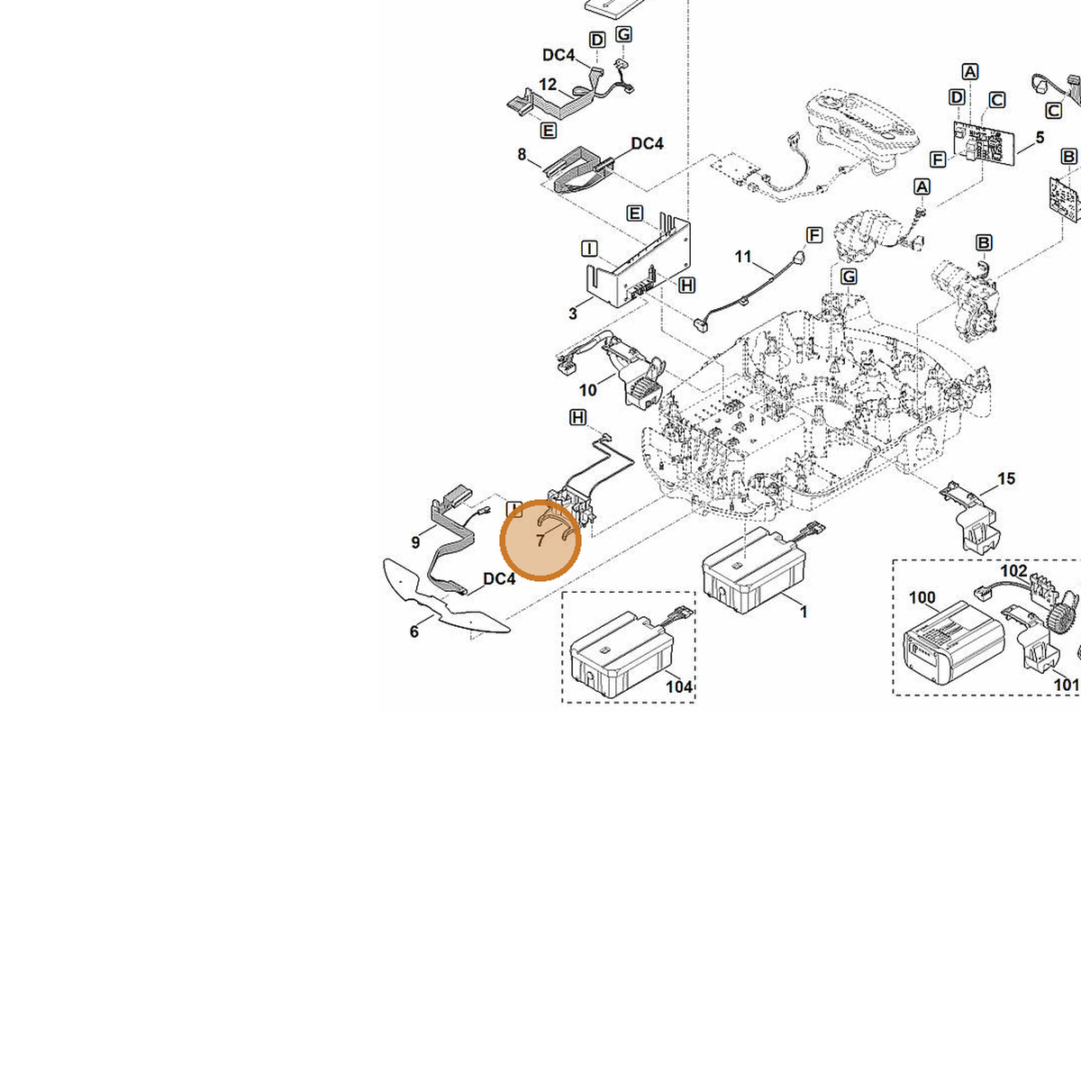 STIHL part 6309-430-6800 — IPL diagram snippet (6x zoom, amber highlight)