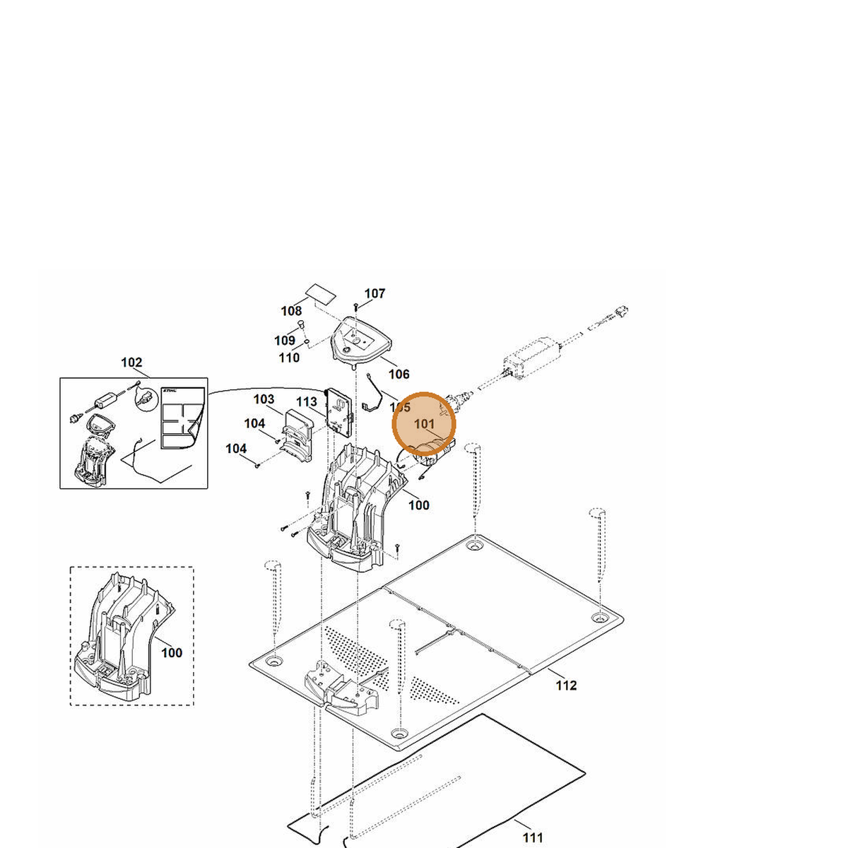 STIHL part 6309-430-6811 — IPL diagram snippet (6x zoom, amber highlight)