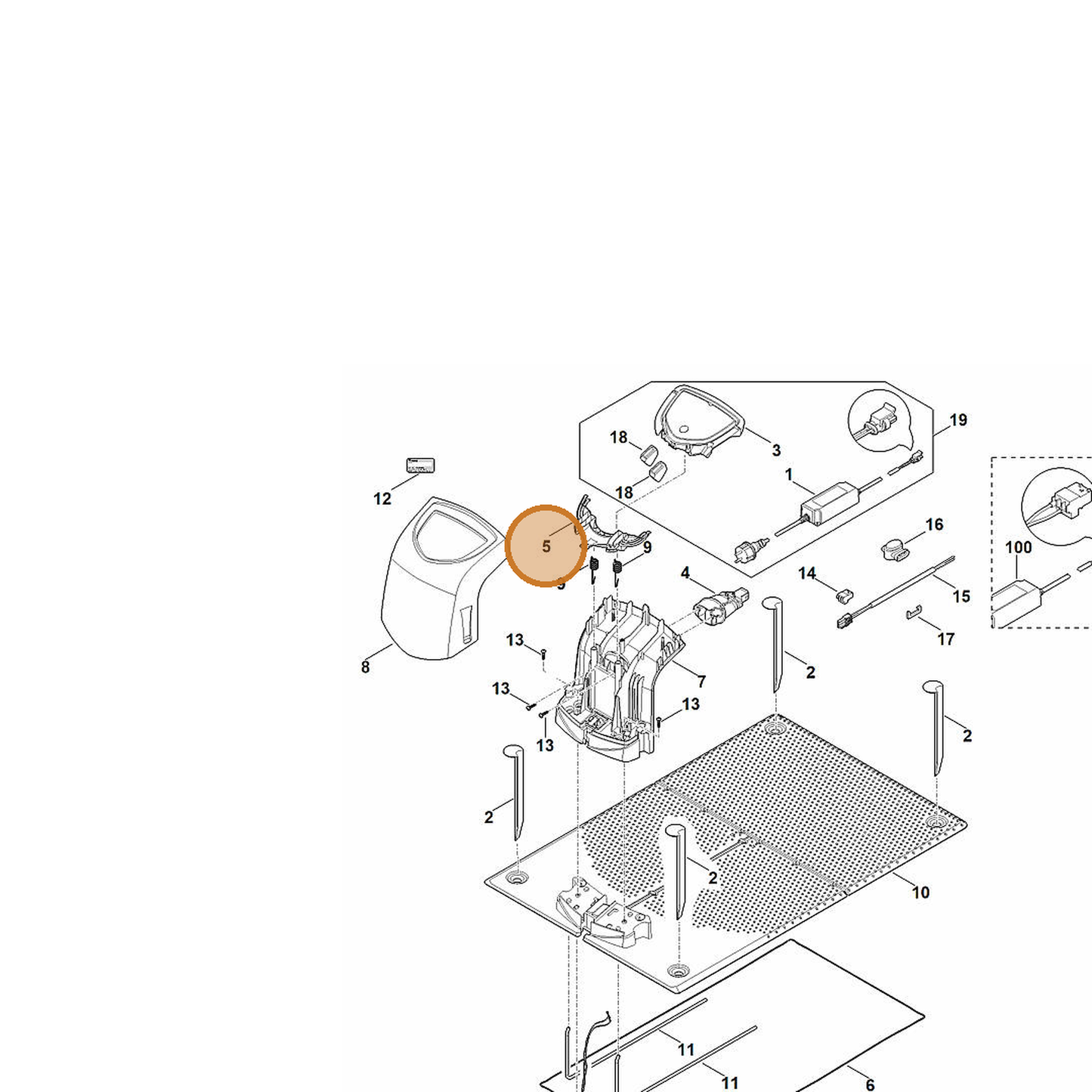 STIHL part 6309-432-3800 — IPL diagram snippet (6x zoom, amber highlight)
