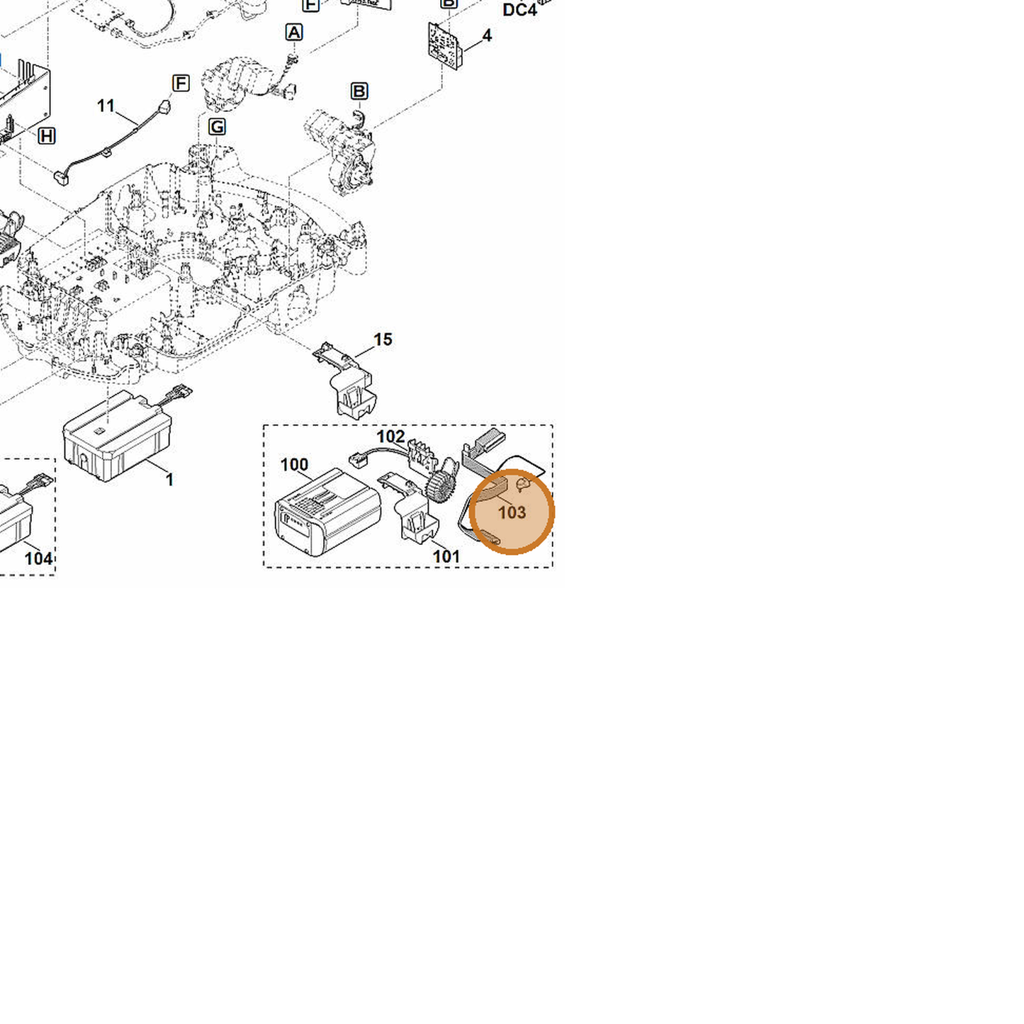 STIHL part 6309-440-0310 — IPL diagram snippet (6x zoom, amber highlight)