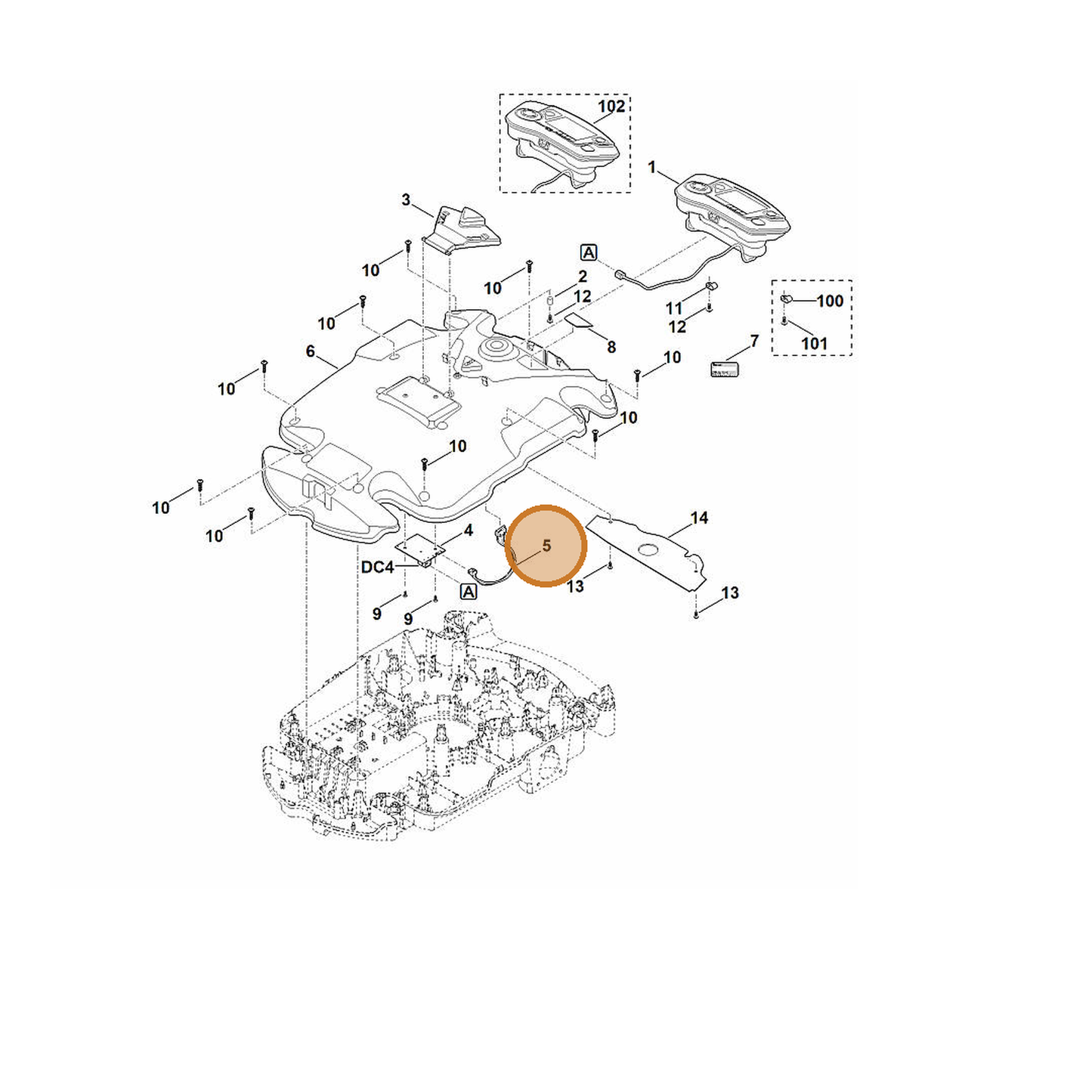 STIHL part 6309-440-3030 — IPL diagram snippet (6x zoom, amber highlight)