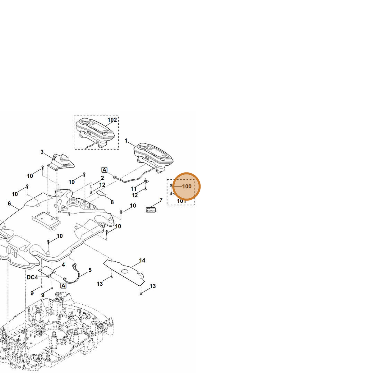 STIHL part 6309-448-1200 — IPL diagram snippet (6x zoom, amber highlight)