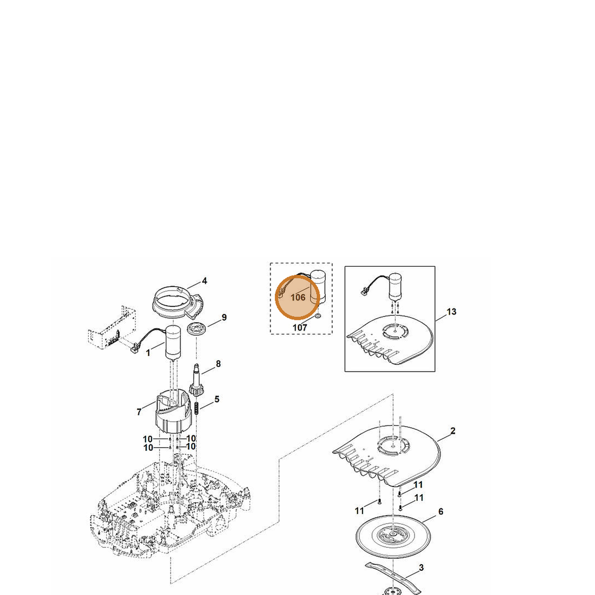 STIHL part 6309-600-0210 — IPL diagram snippet (6x zoom, amber highlight)