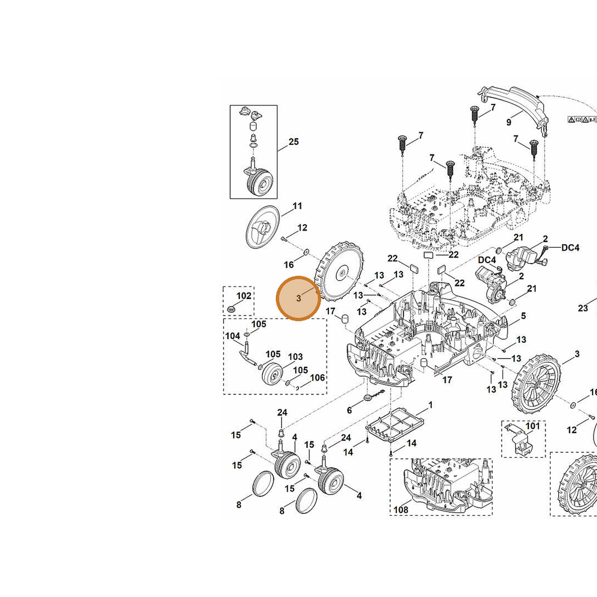 STIHL part 6309-700-0401 — IPL diagram snippet (6x zoom, amber highlight)