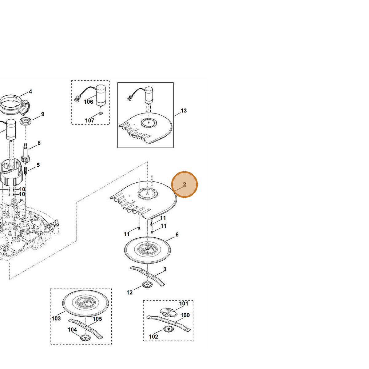 STIHL part 6309-701-1011 — IPL diagram snippet (6x zoom, amber highlight)