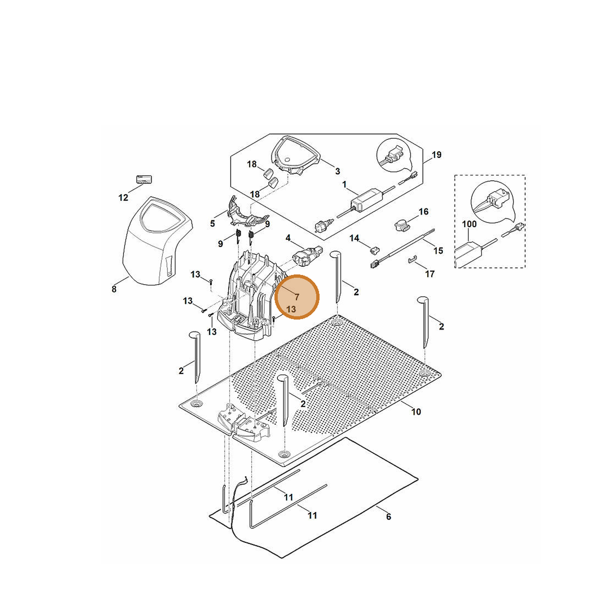 STIHL part 6309-701-1040 — IPL diagram snippet (6x zoom, amber highlight)