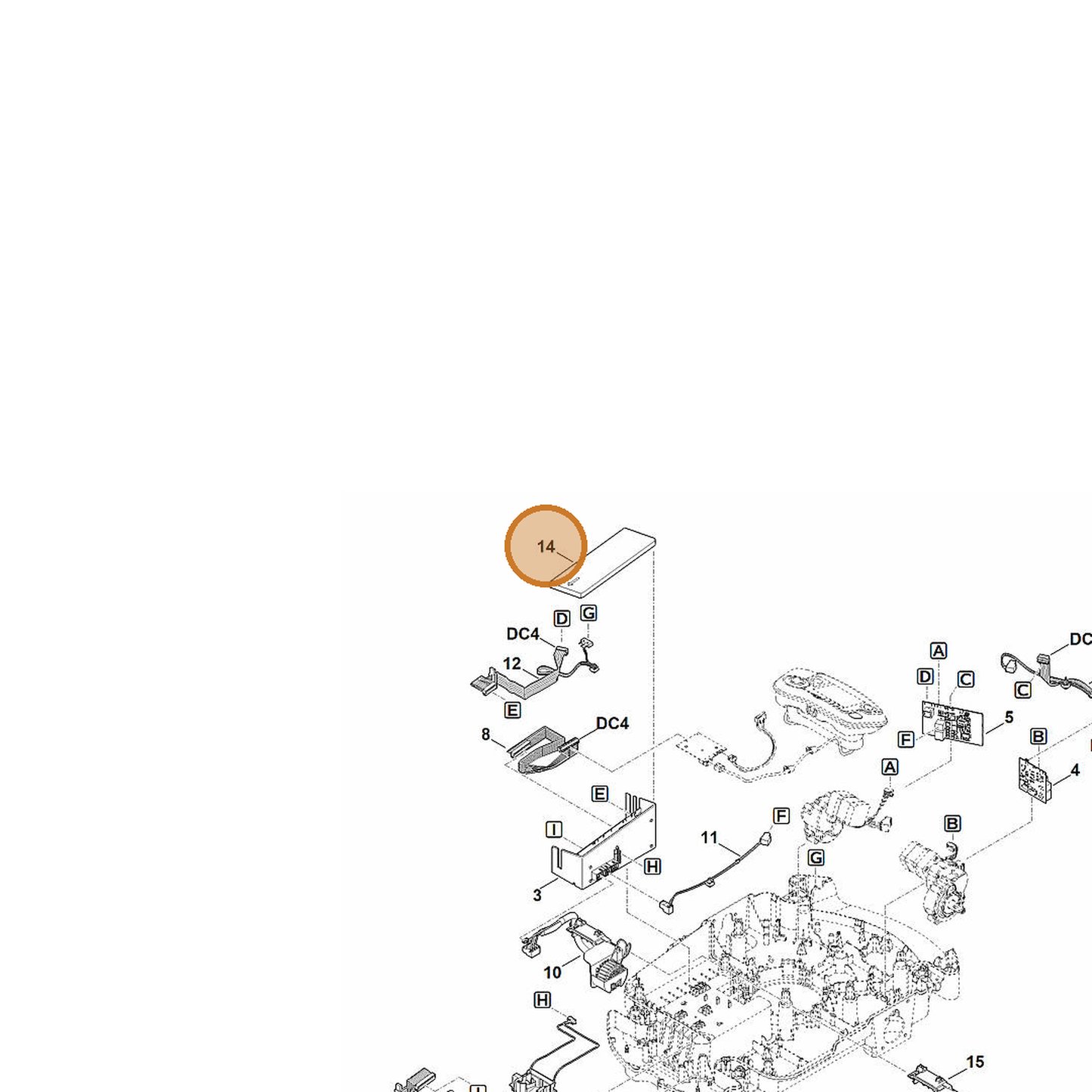STIHL part 6309-701-3600 — IPL diagram snippet (6x zoom, amber highlight)