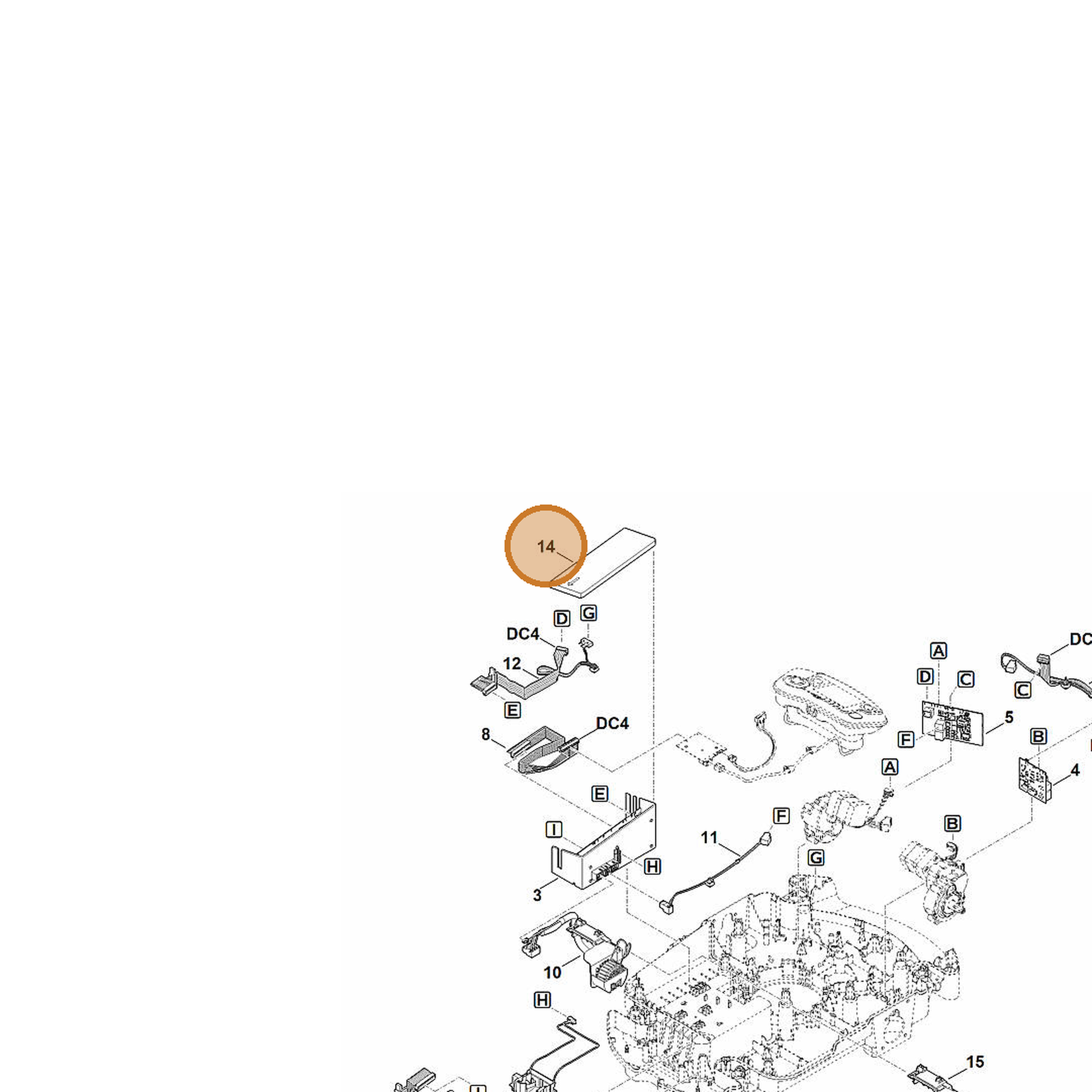 STIHL part 6309-701-3600 — IPL diagram snippet (6x zoom, amber highlight)