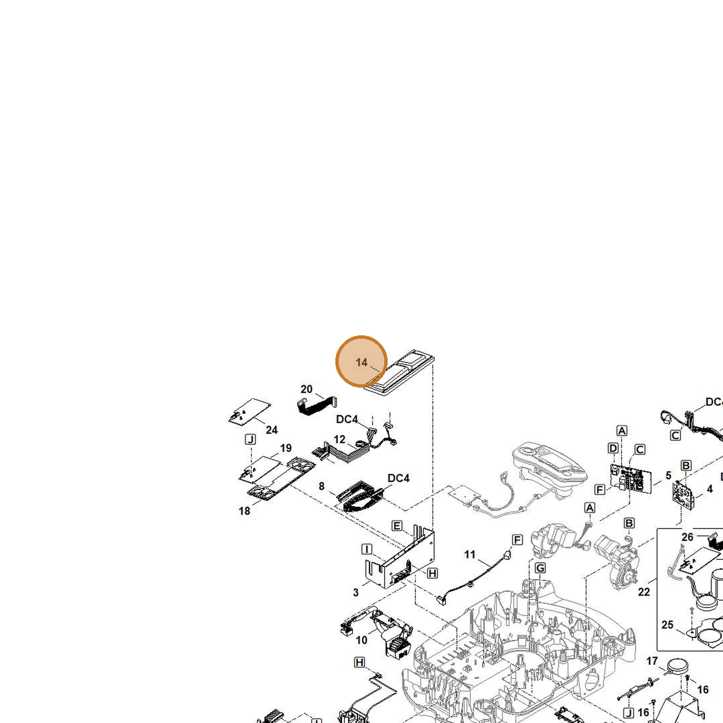 STIHL part 6309-701-3620 — IPL diagram snippet (6x zoom, amber highlight)