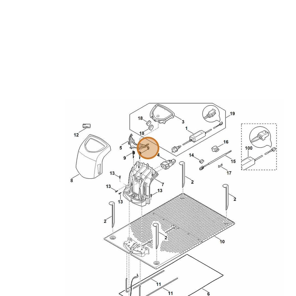 STIHL part 6309-703-5100 — IPL diagram snippet (6x zoom, amber highlight)