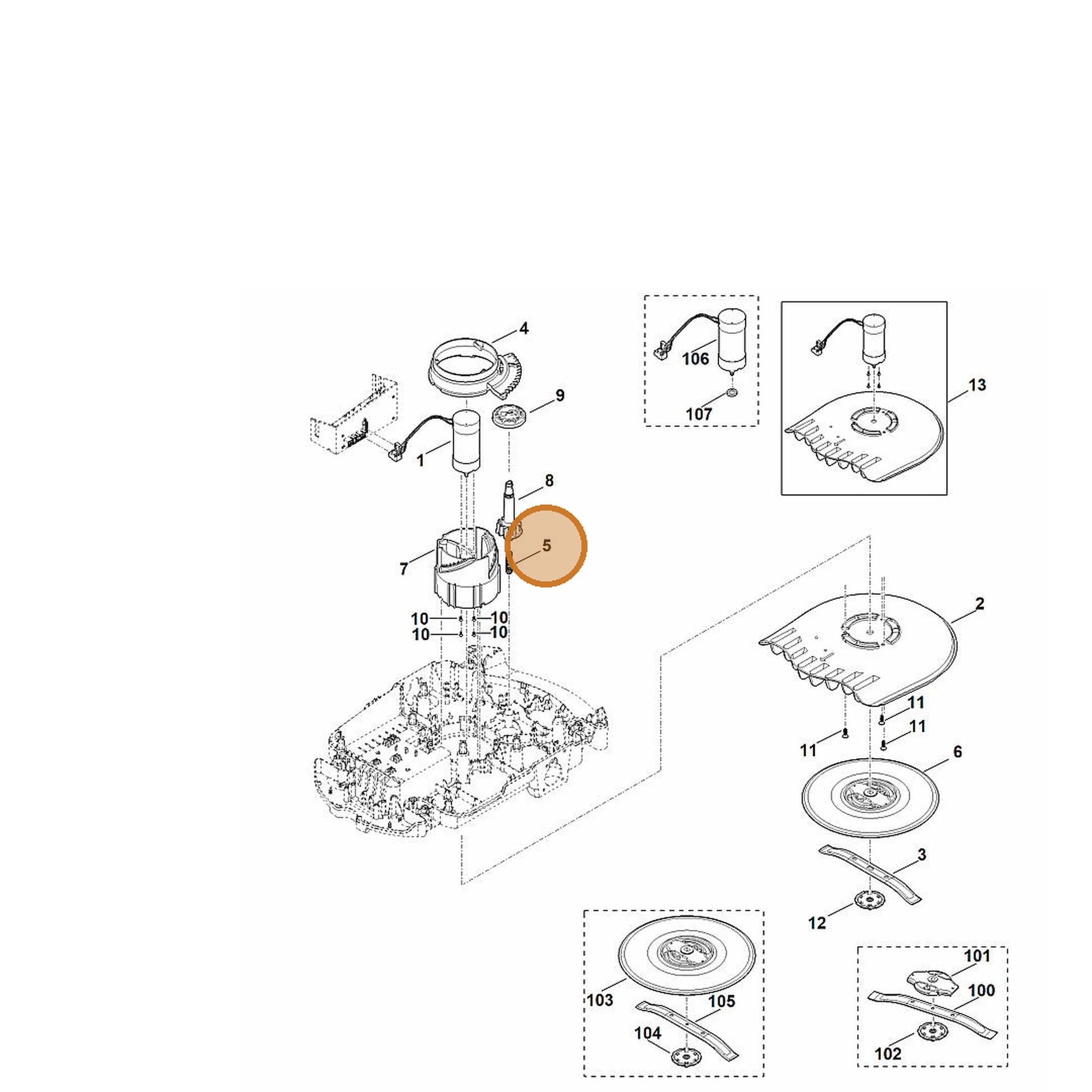 STIHL part 6309-703-6400 — IPL diagram snippet (6x zoom, amber highlight)